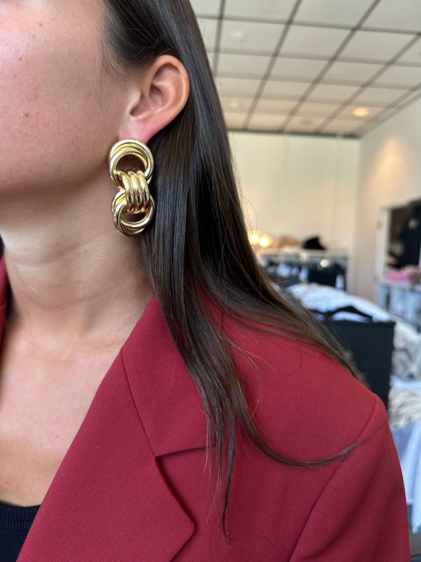 Gold Double Loop Earrings