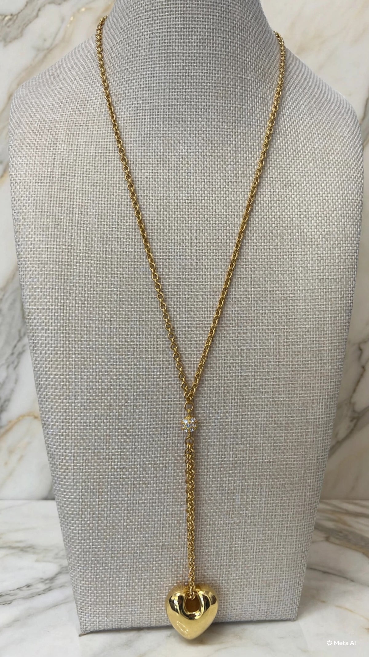 Heart Pendant Lariat Necklace