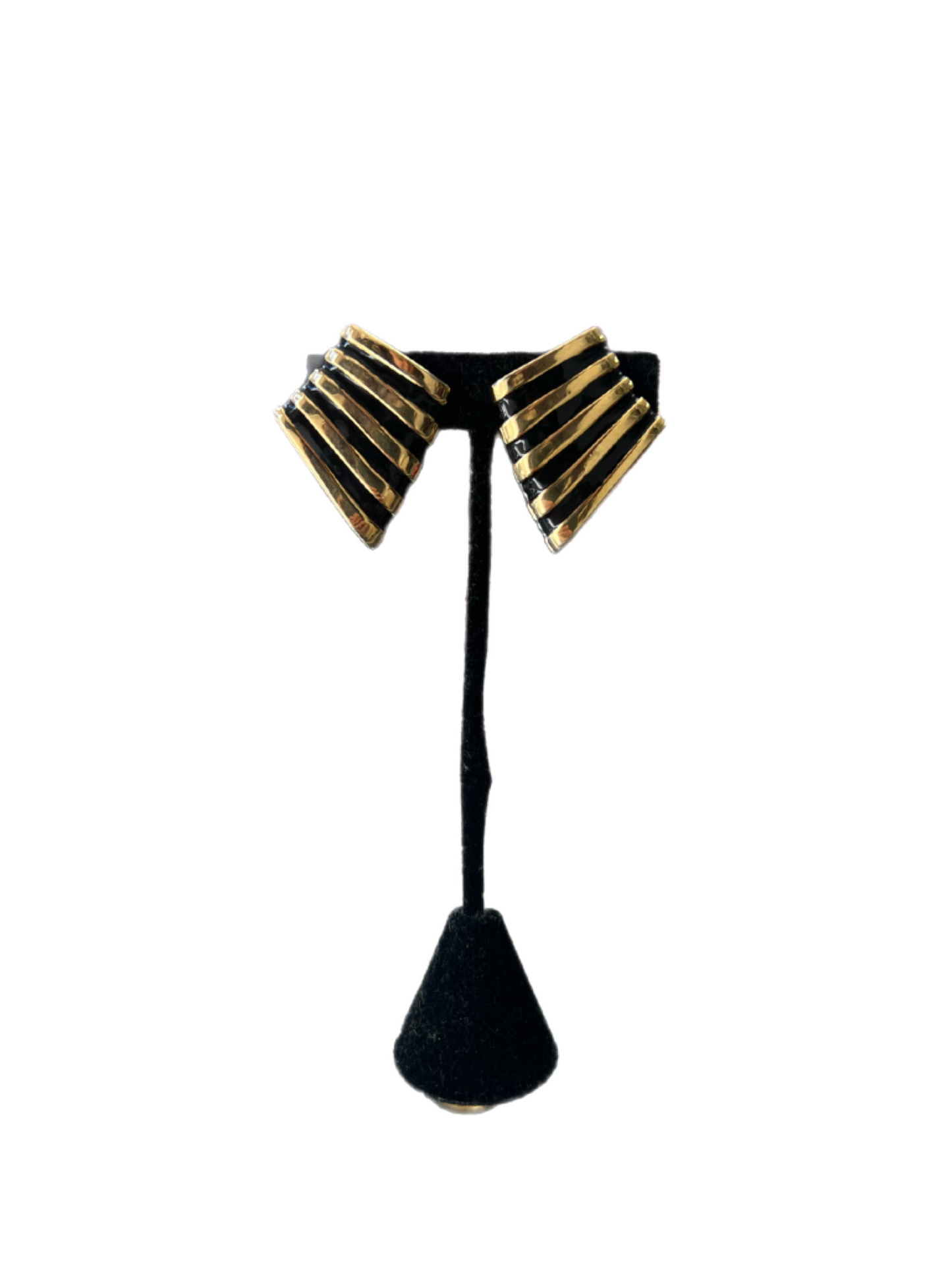Gold And Black Clip On Earrings