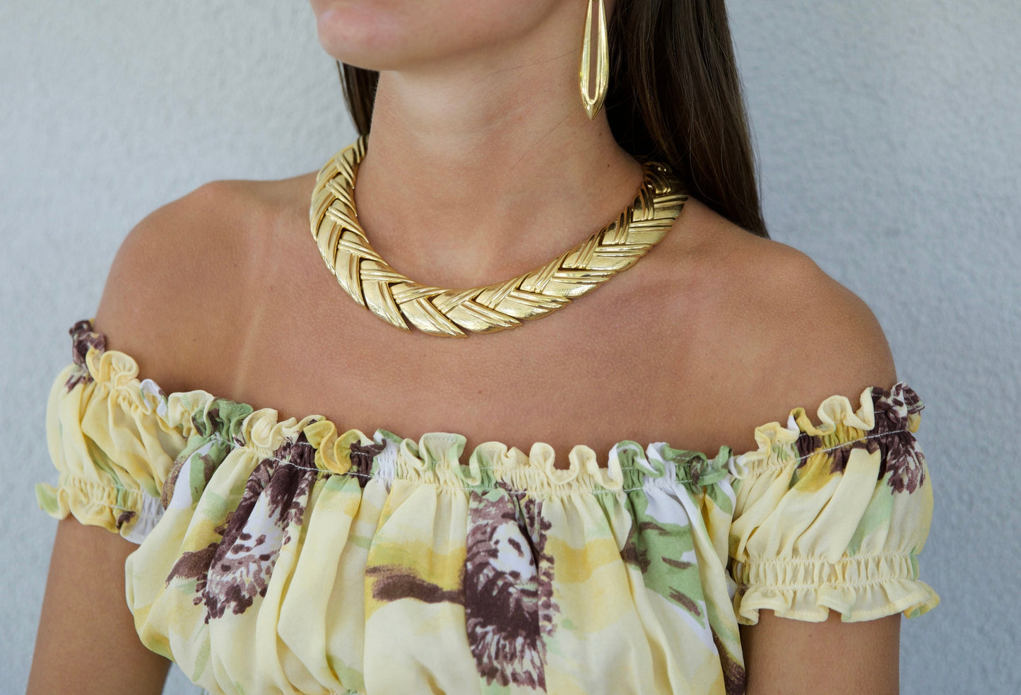 Vintage Givenchy Gold Chunky Braided Collar Necklace