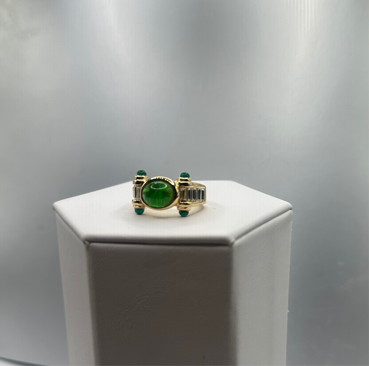 Emerald and Crystal Cocktail Ring