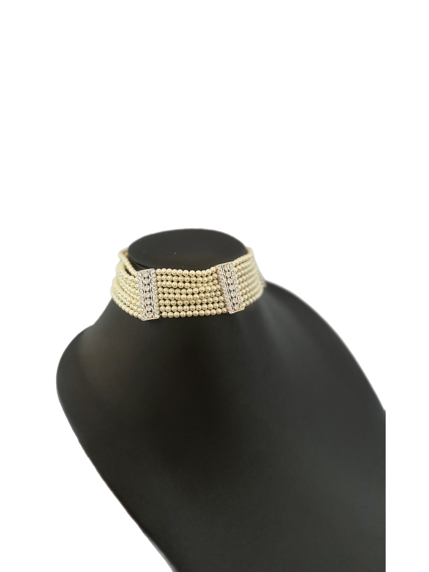 Multi strand pearl choker necklace