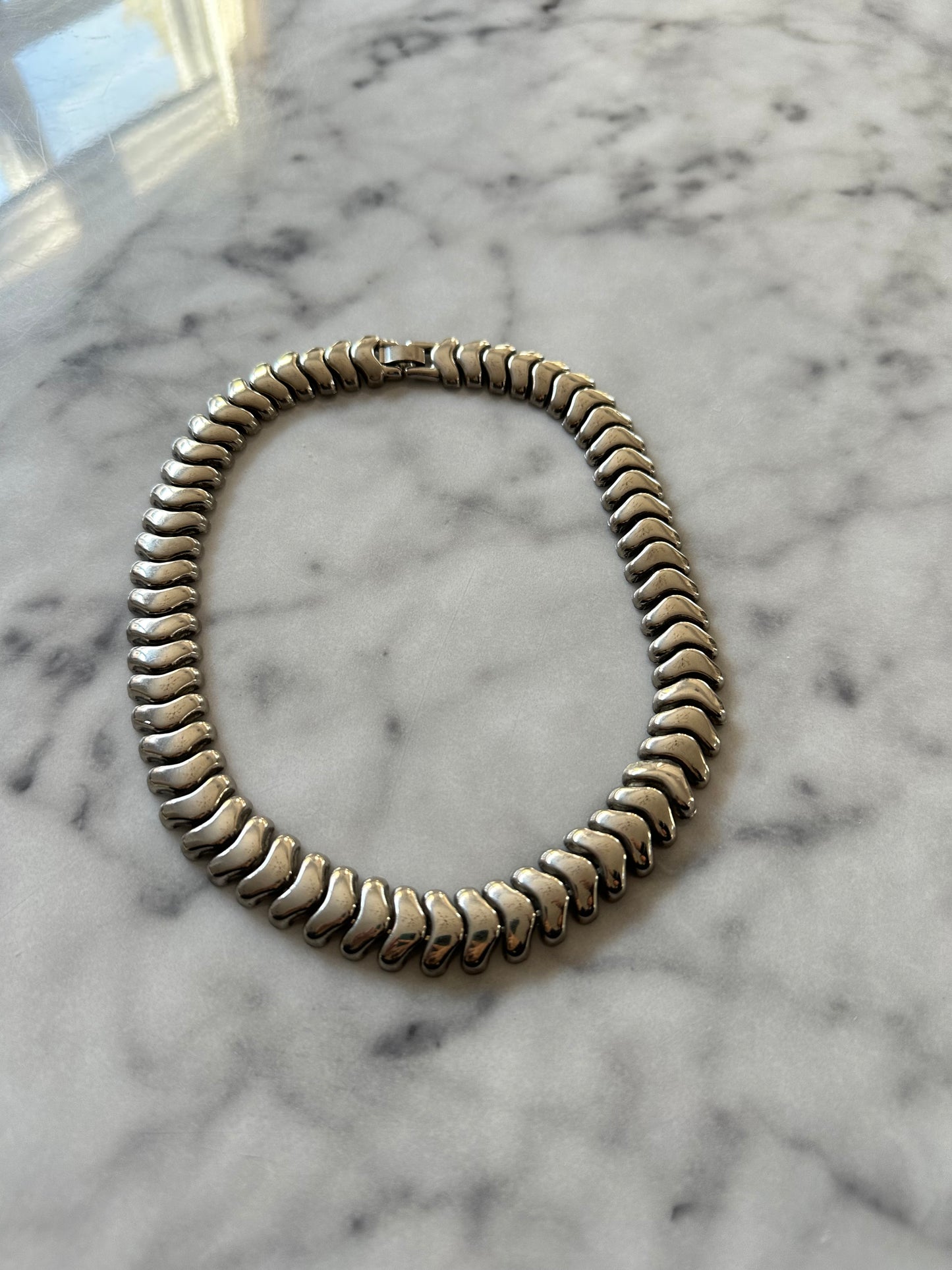 Vintage Silver Link Collar Necklace