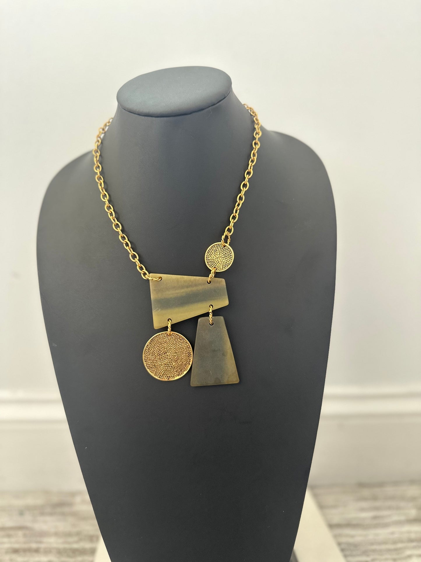 Gold Multi Shape Pendant Necklace