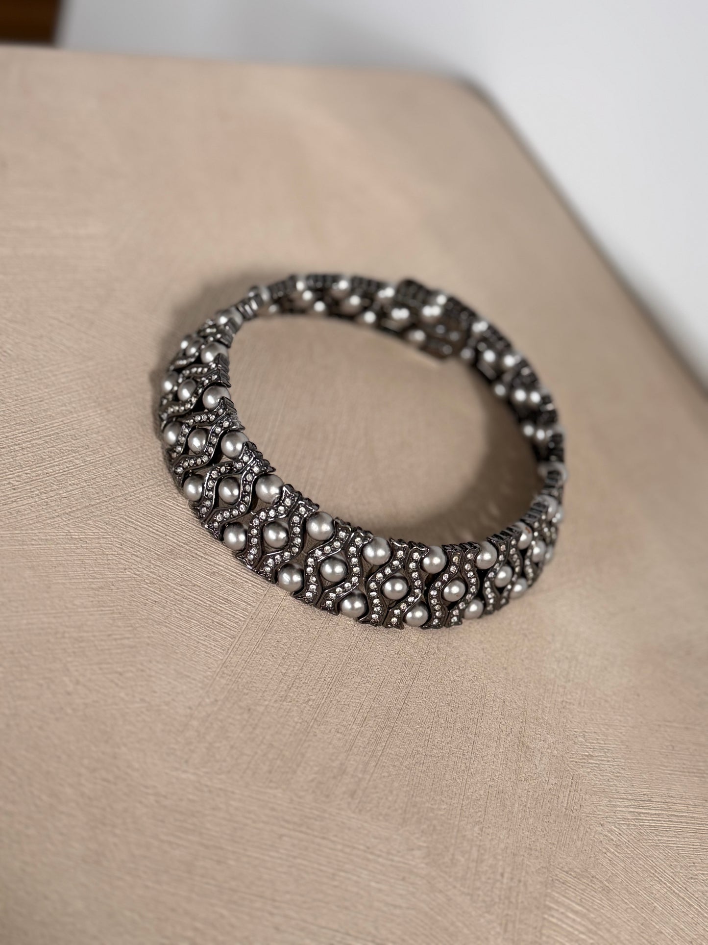 Pearl And Rhinestone Choker