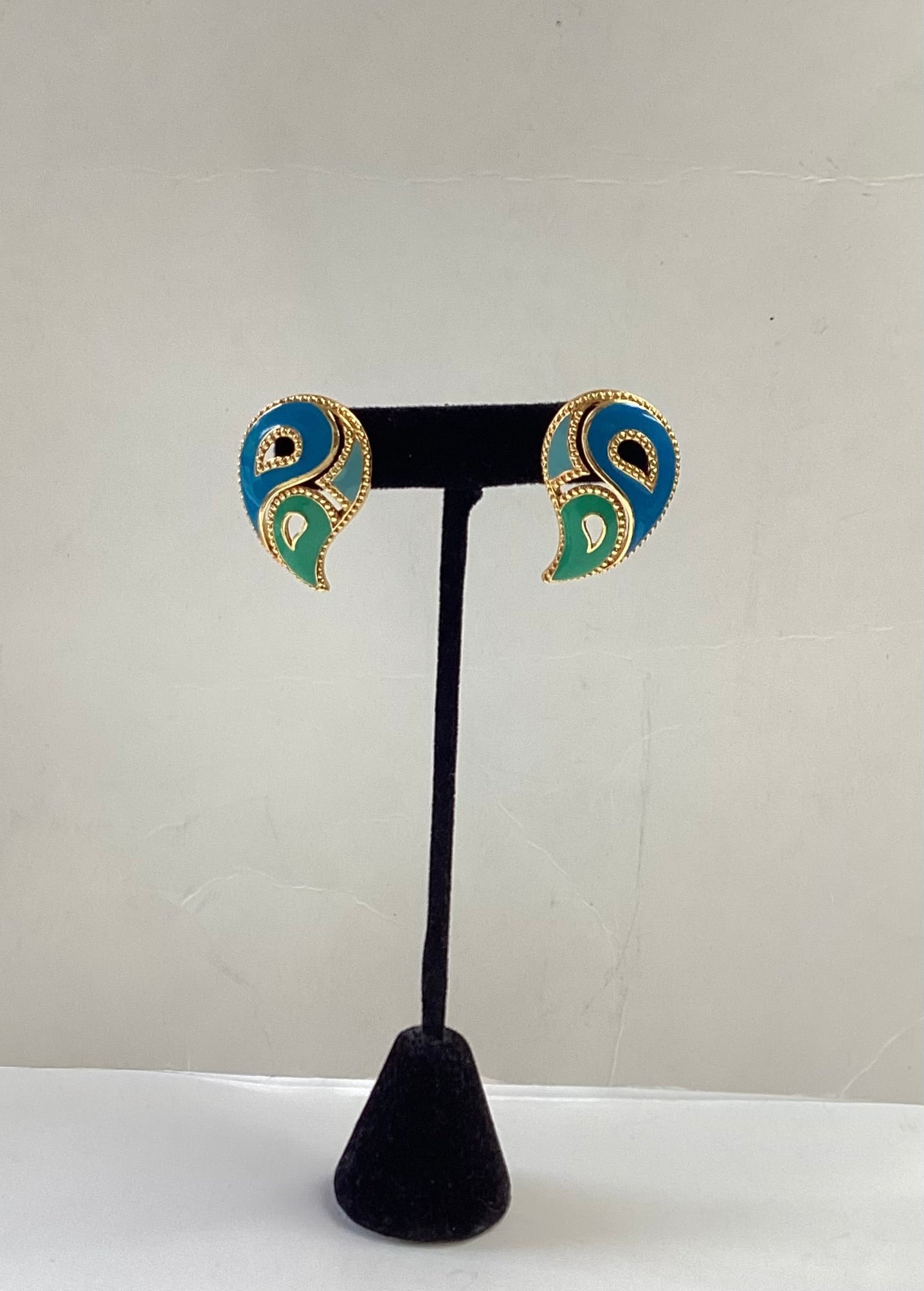 Vintage Paisley Enamel Earrings
