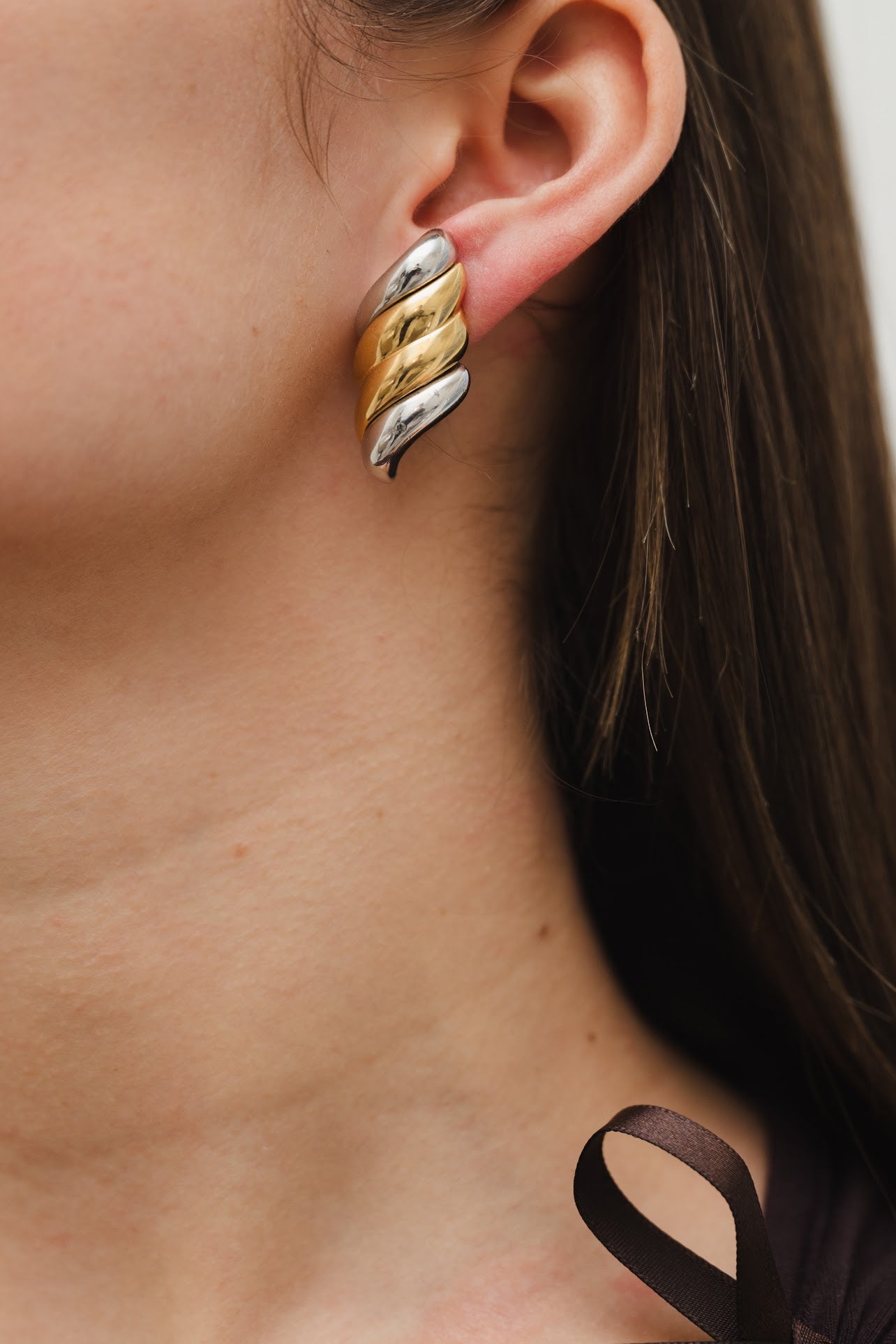 Vintage Monet Two Tone Earrings