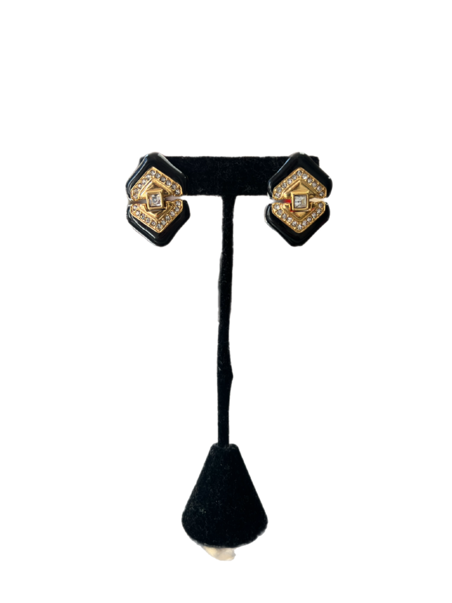 Gold And Black Crystal Earring