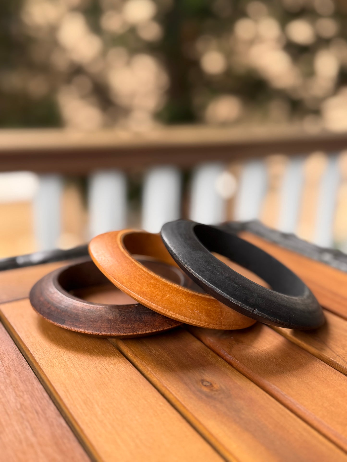 Vintage Set of Three Wood Bangles
