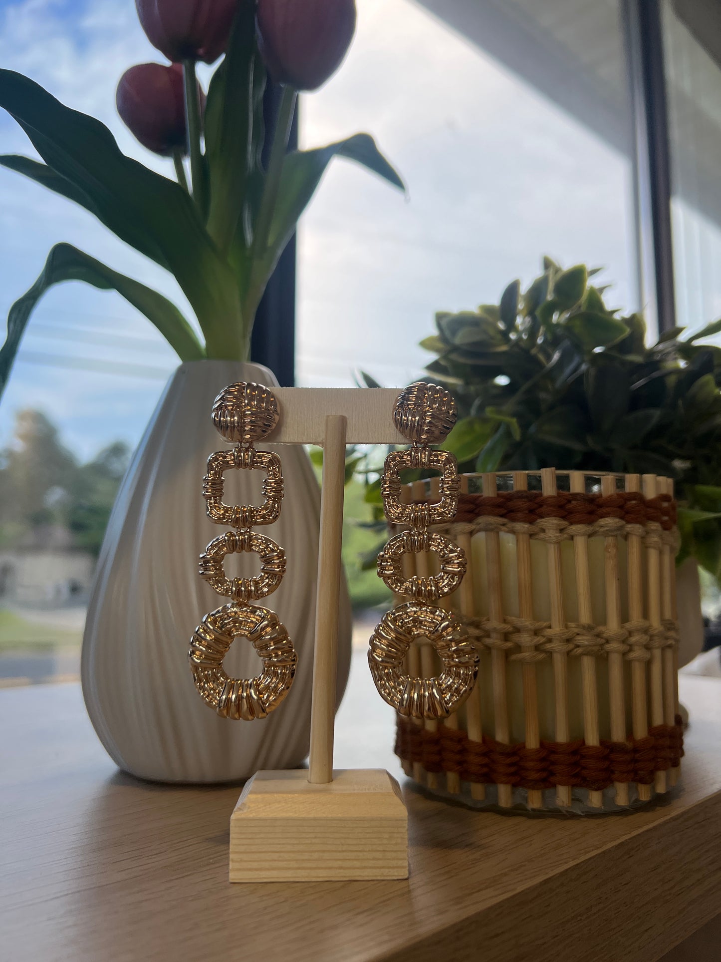 Gold Hanging Boho Statement Earrings