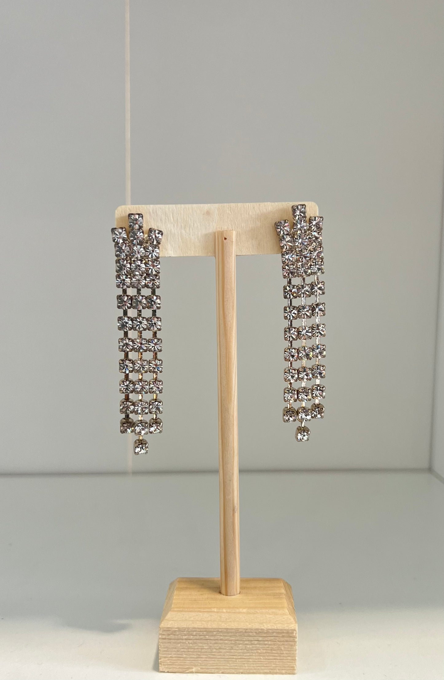 Crystal Three Strand Hanging Earrings