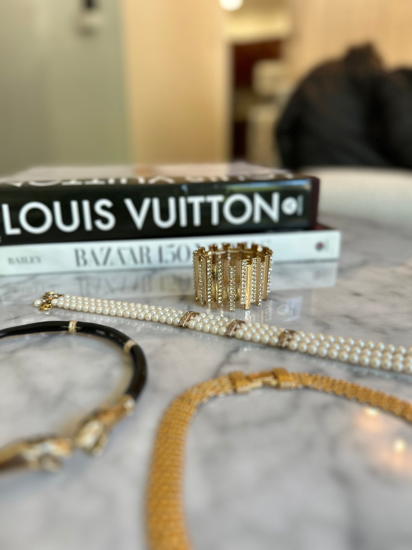 Gold And Crystal Wide Cuff