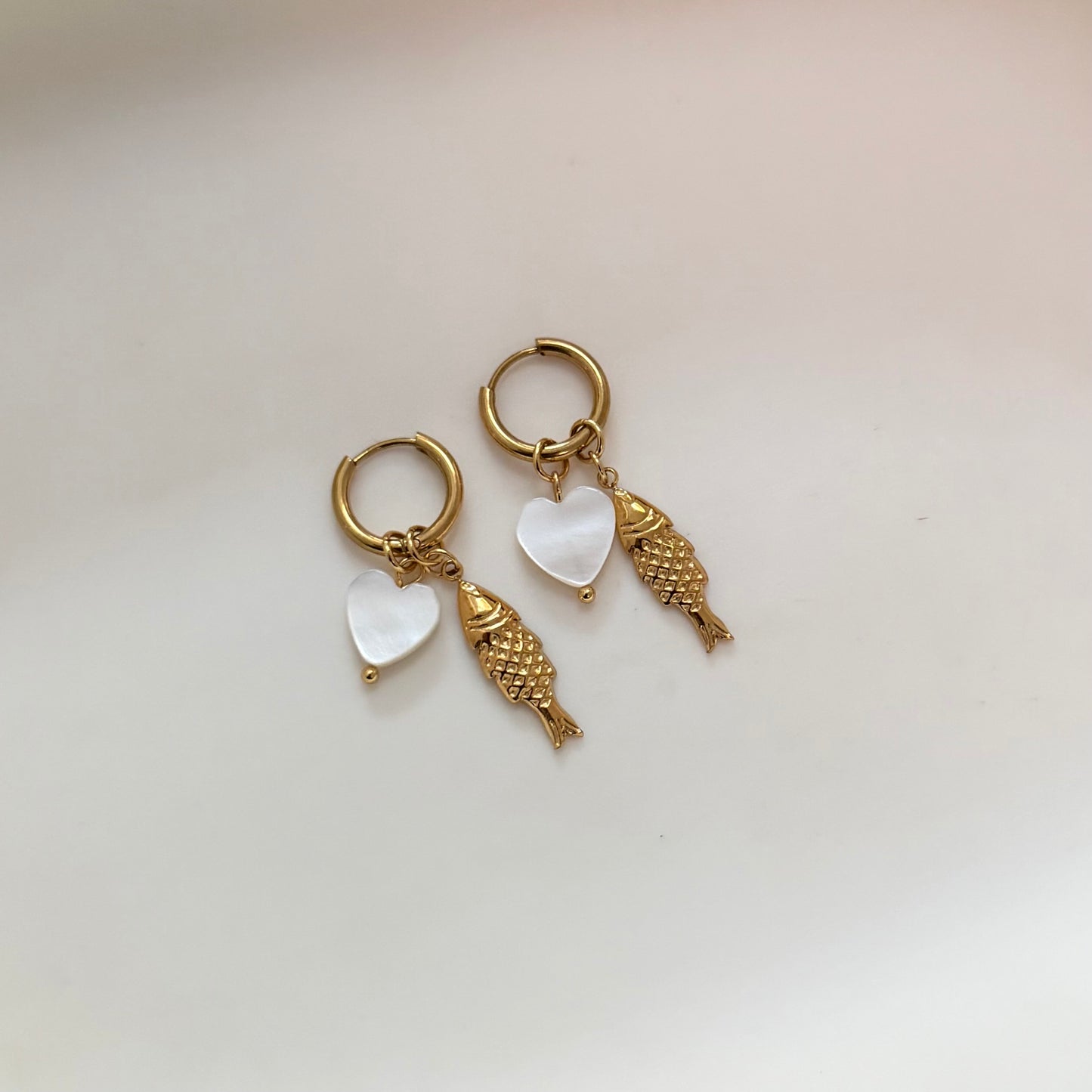 Fish and Heart Huggie Earring