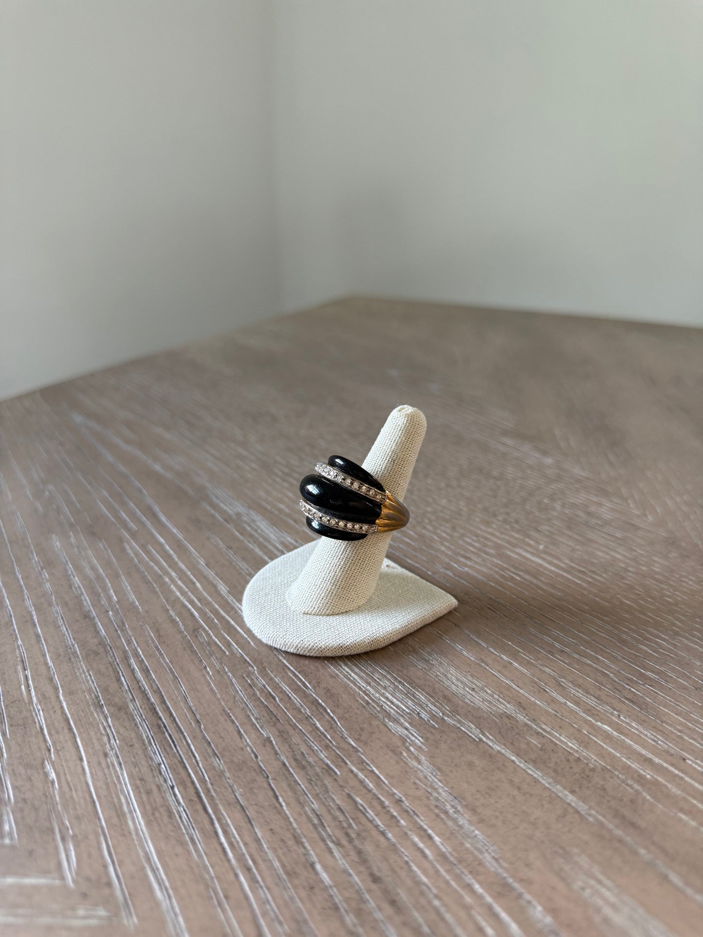 Black And Crystal Statement Ring
