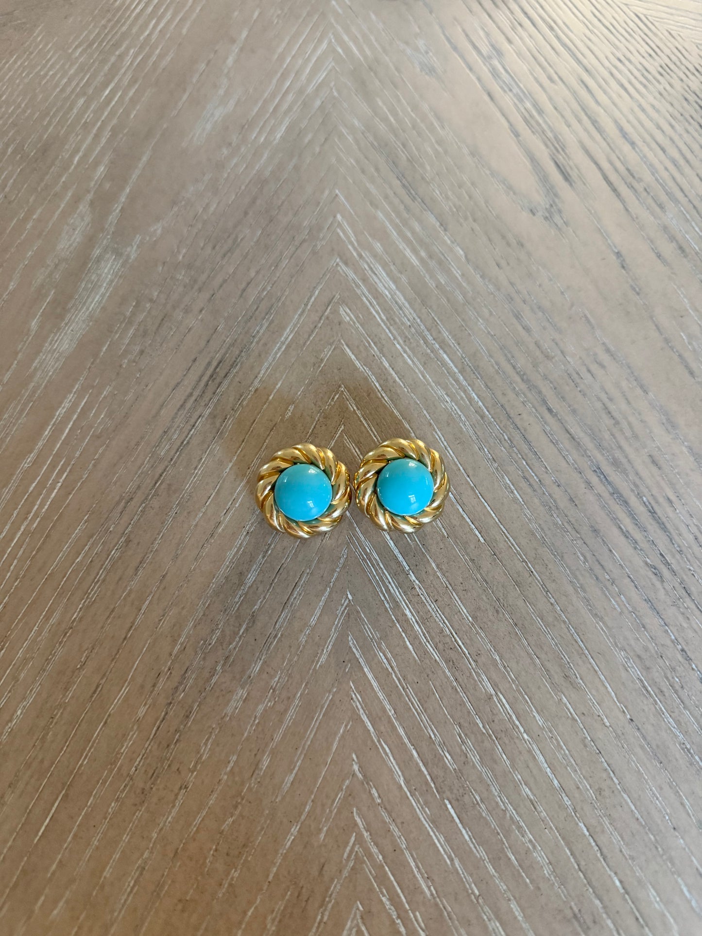 Vintage Ciner Turquoise Clip On Earrings