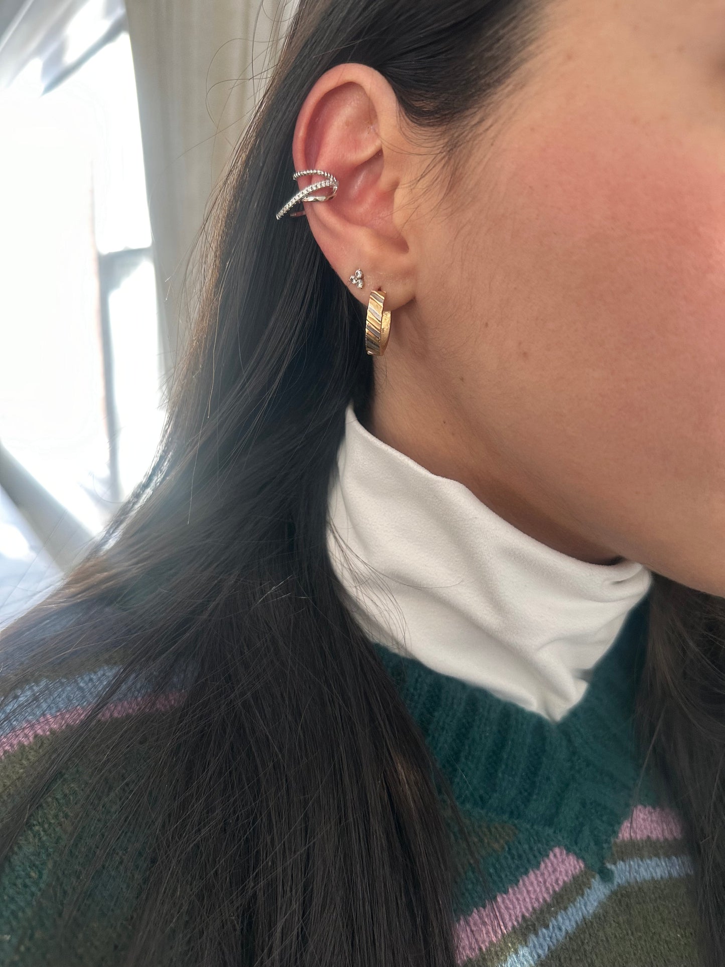Wire and Crystal Ear Cuff