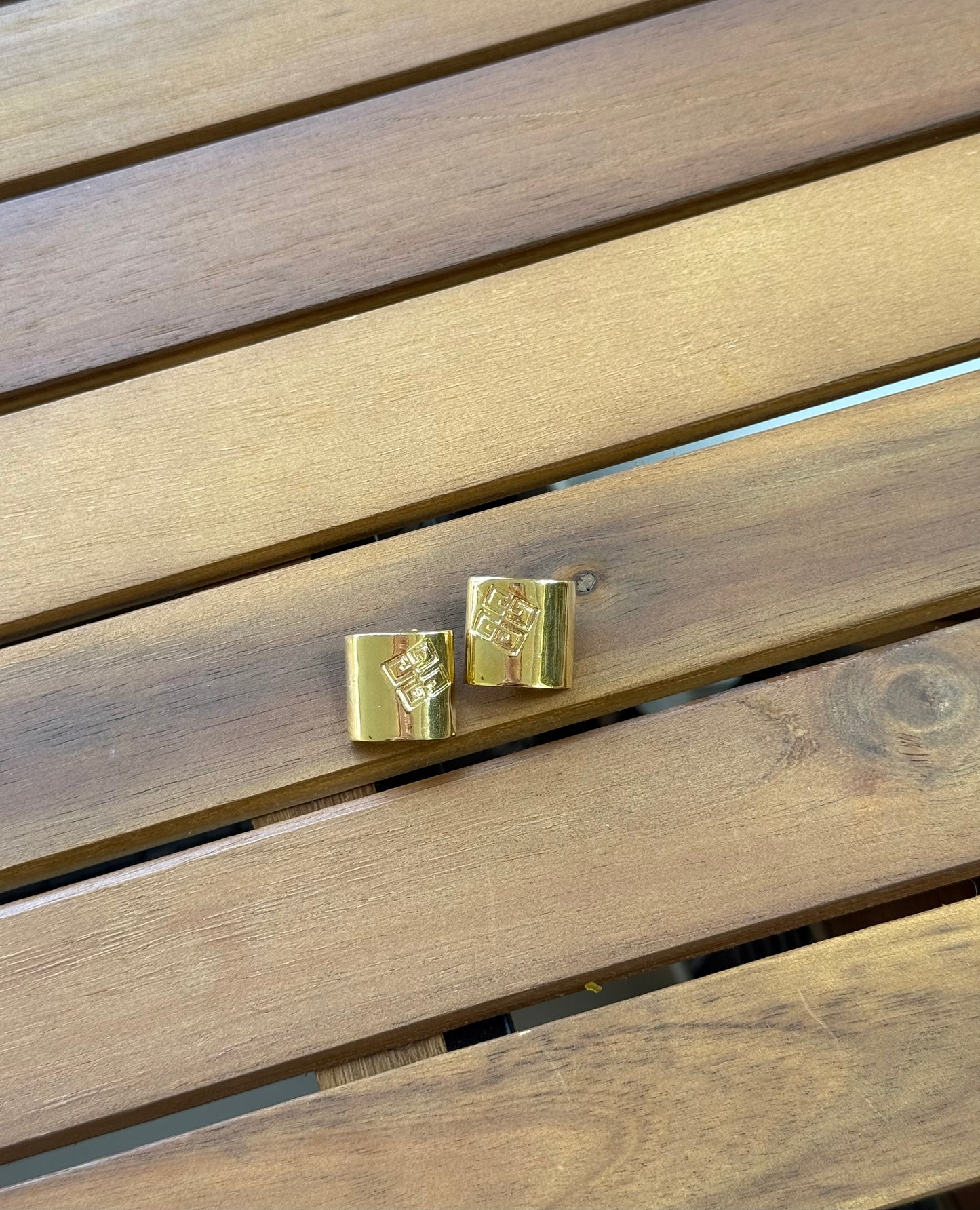 Vintage Givenchy Signed Gold Clip On Square Earrings