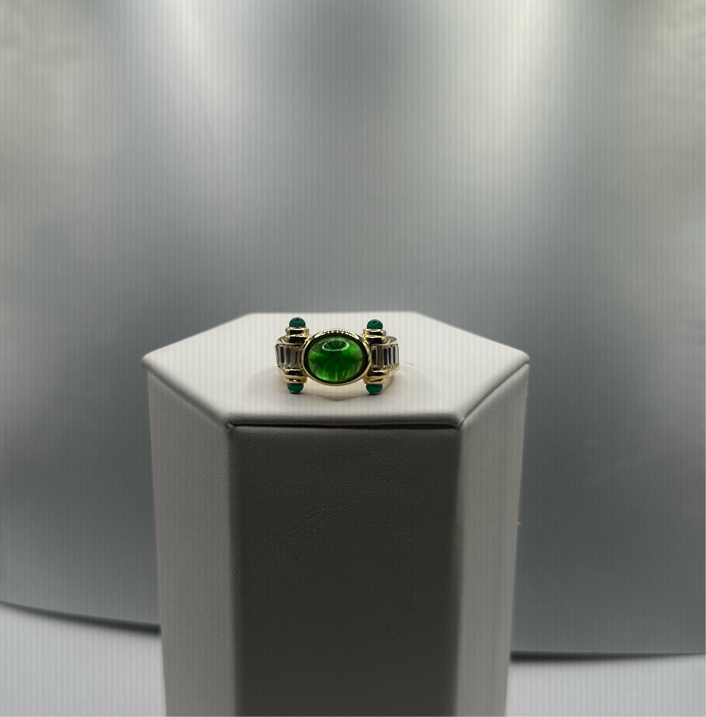 Emerald and Crystal Cocktail Ring