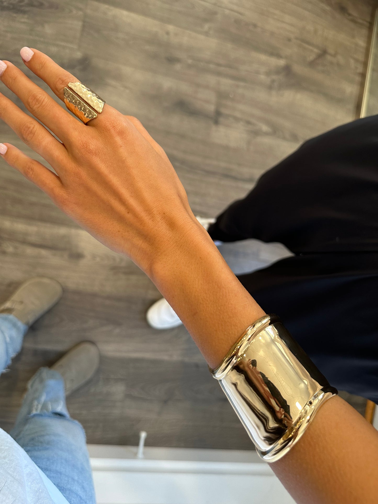 Silver Hammered Statement Ring