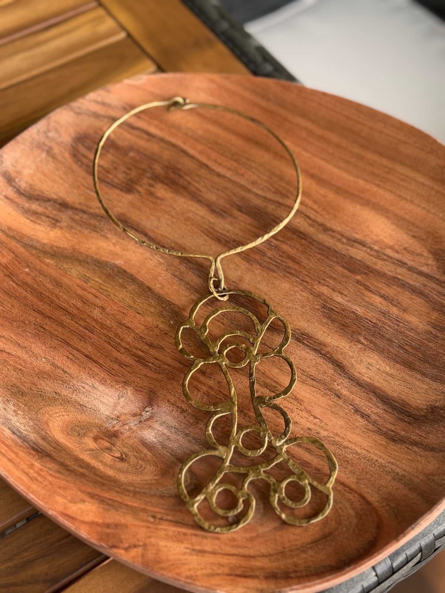 Gold Crafted Statement Brass Choker Necklace