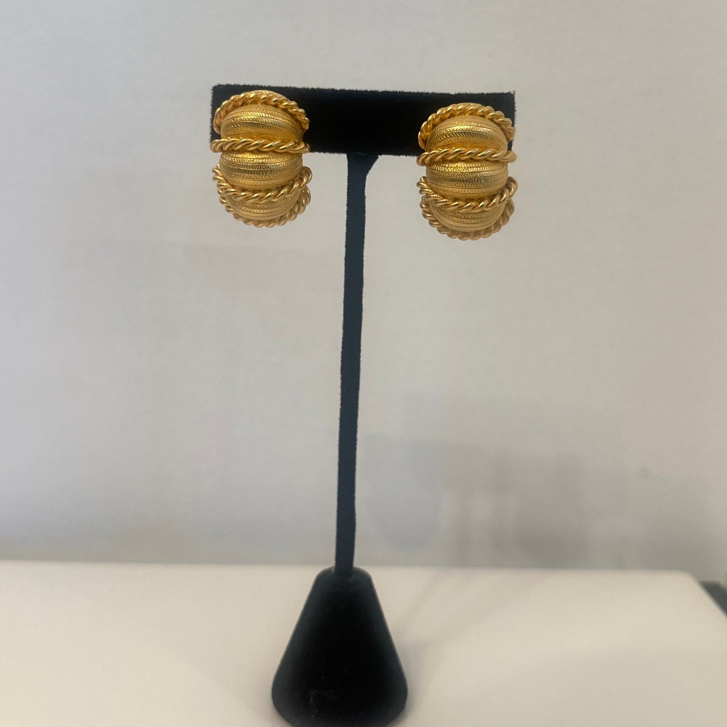 Vintage Matte Gold Finish Les Bernard Clip Earrings