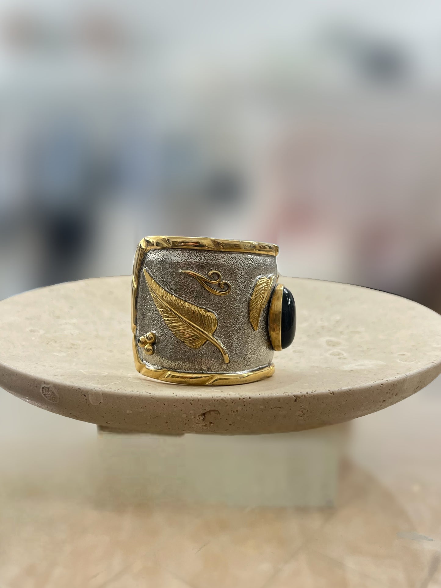 Vintage Two Tone Black Stone Cuff