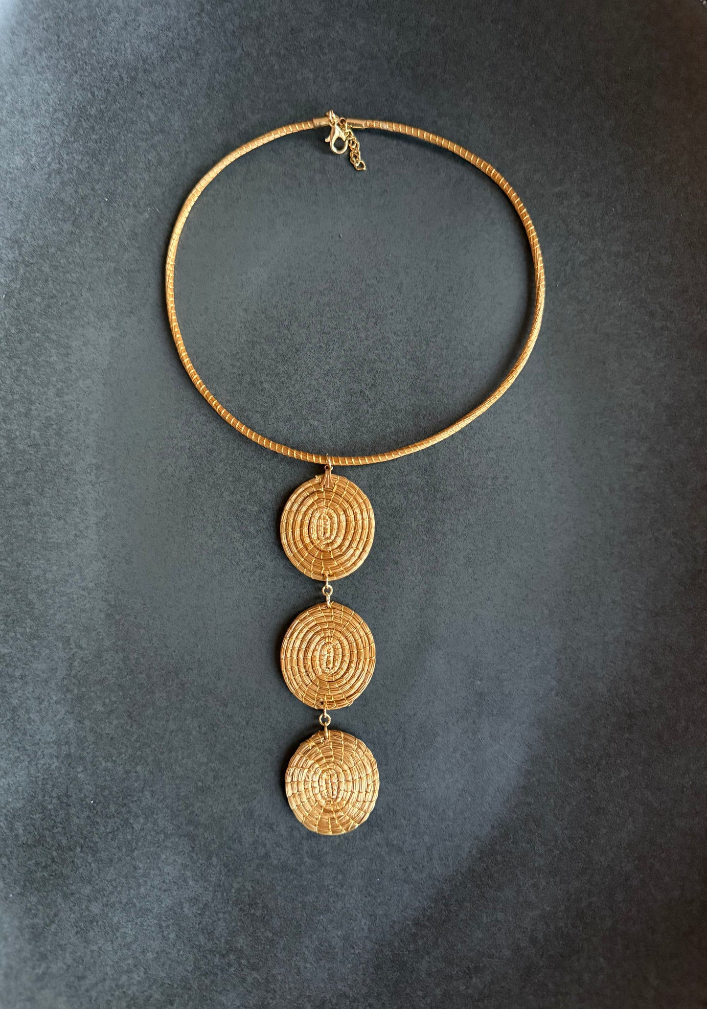 Raffia Drop Collar Necklace