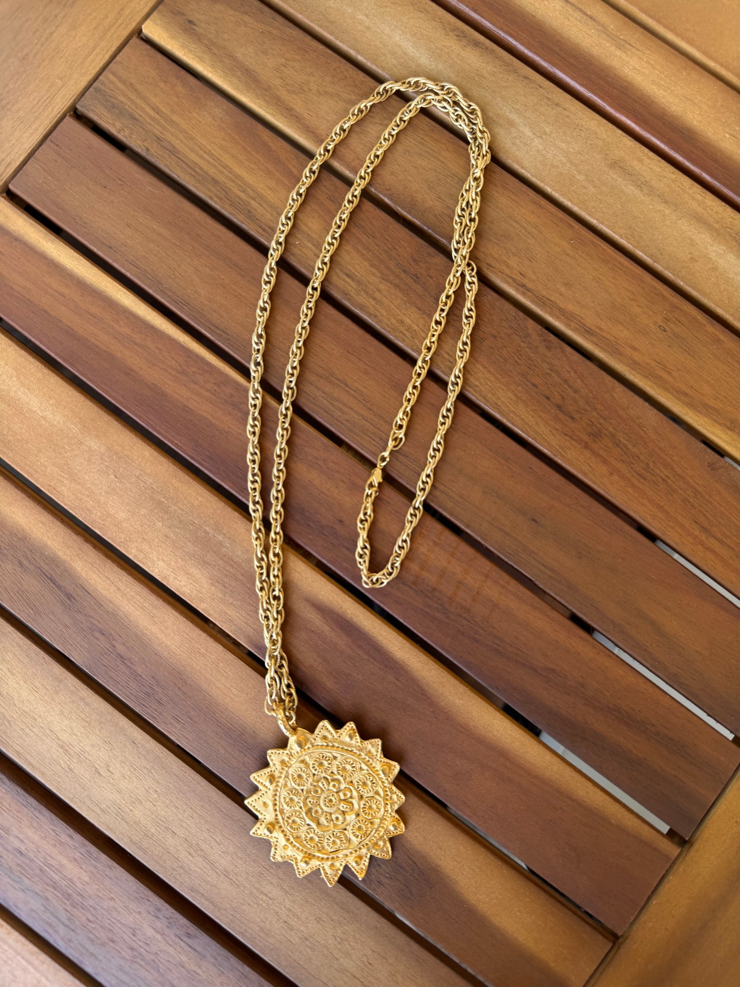 Gold Sun Pendant Necklace
