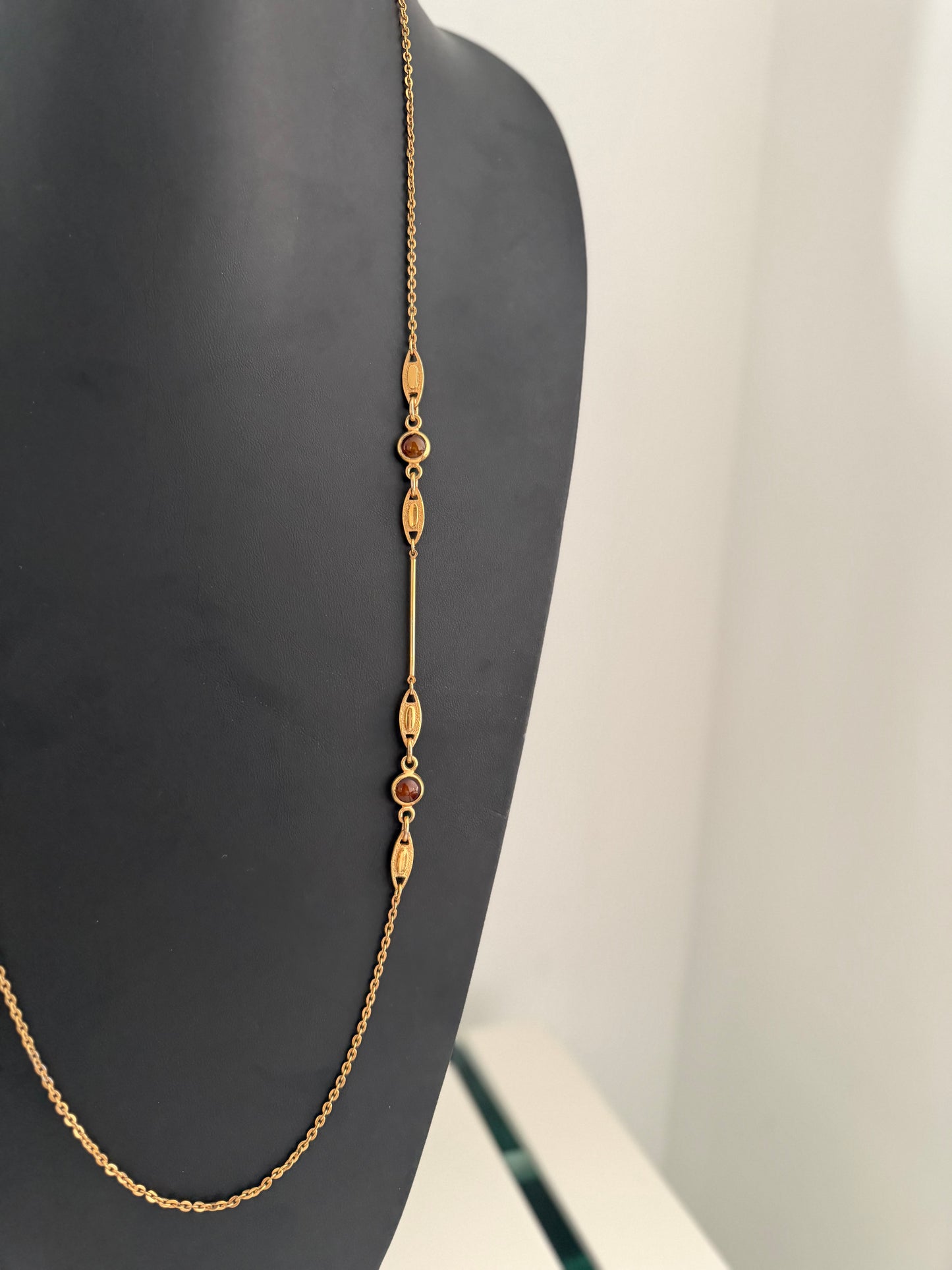 Gold and Brown Cabochon Necklace