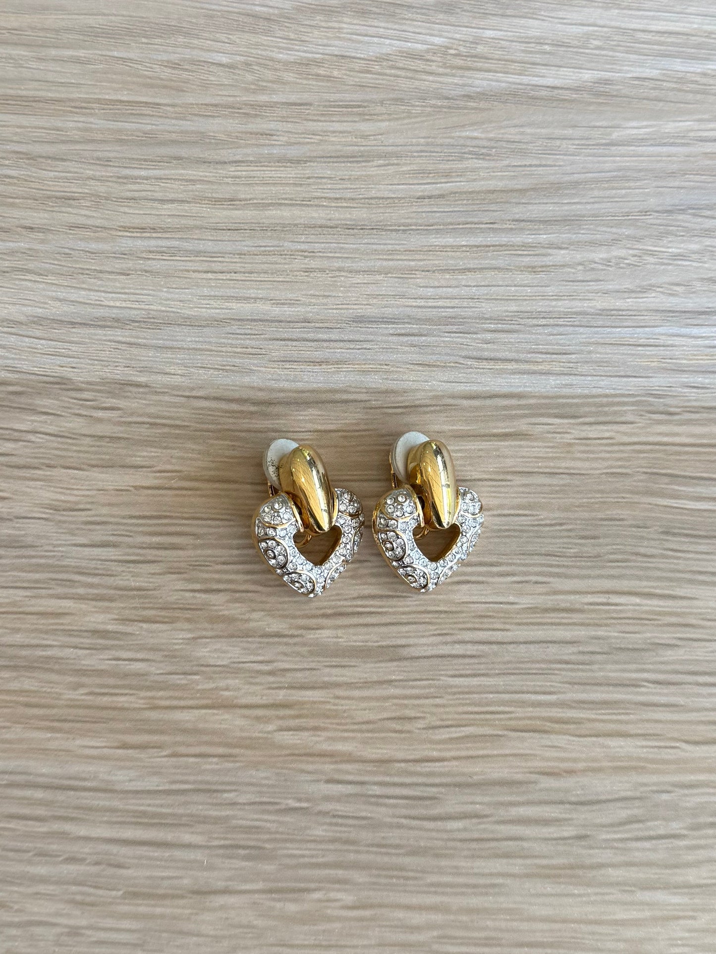 Gold Plated Heart Door knocker clip-on Earrings
