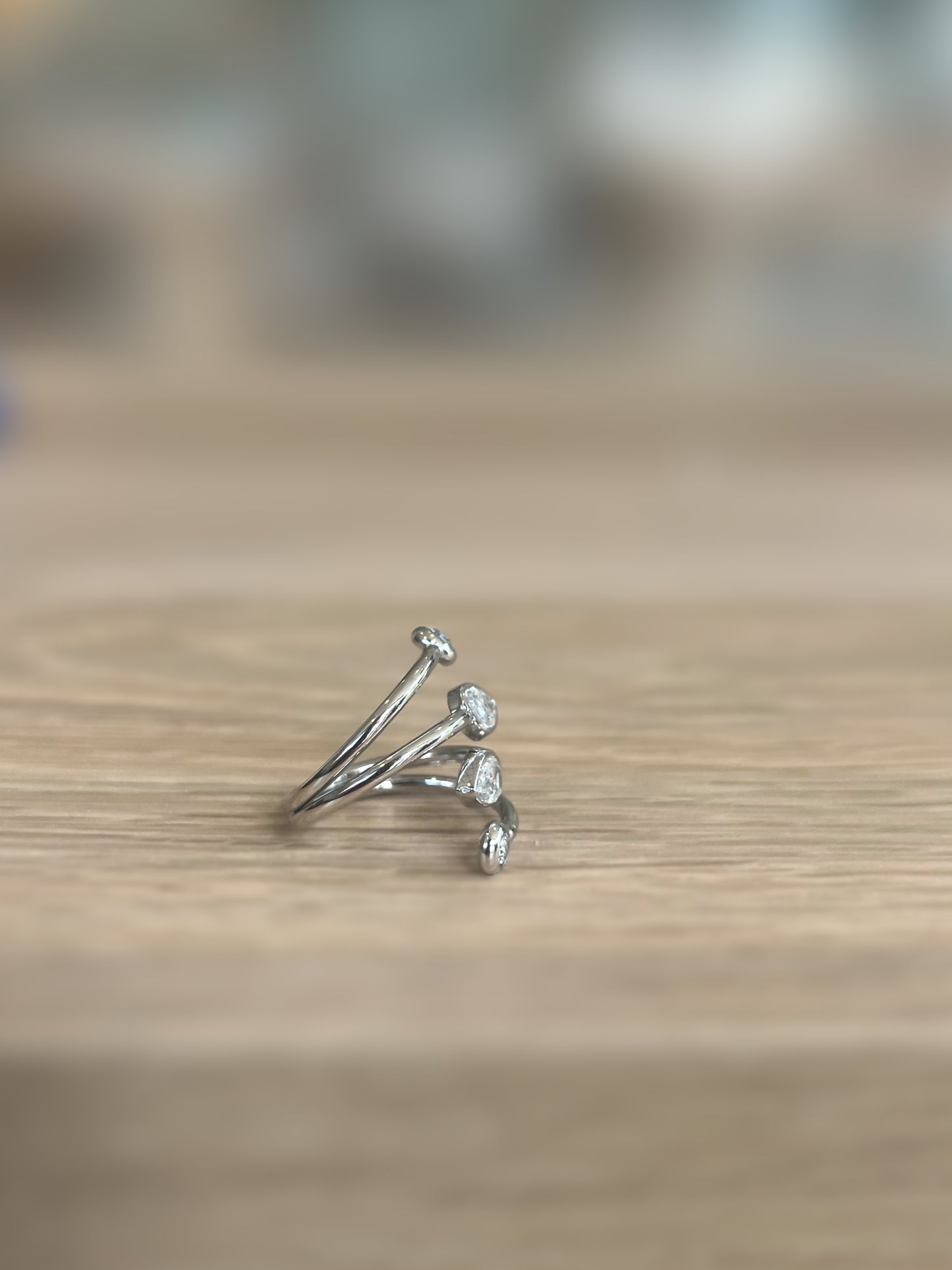 Silver Crystal Multi Layer Ring