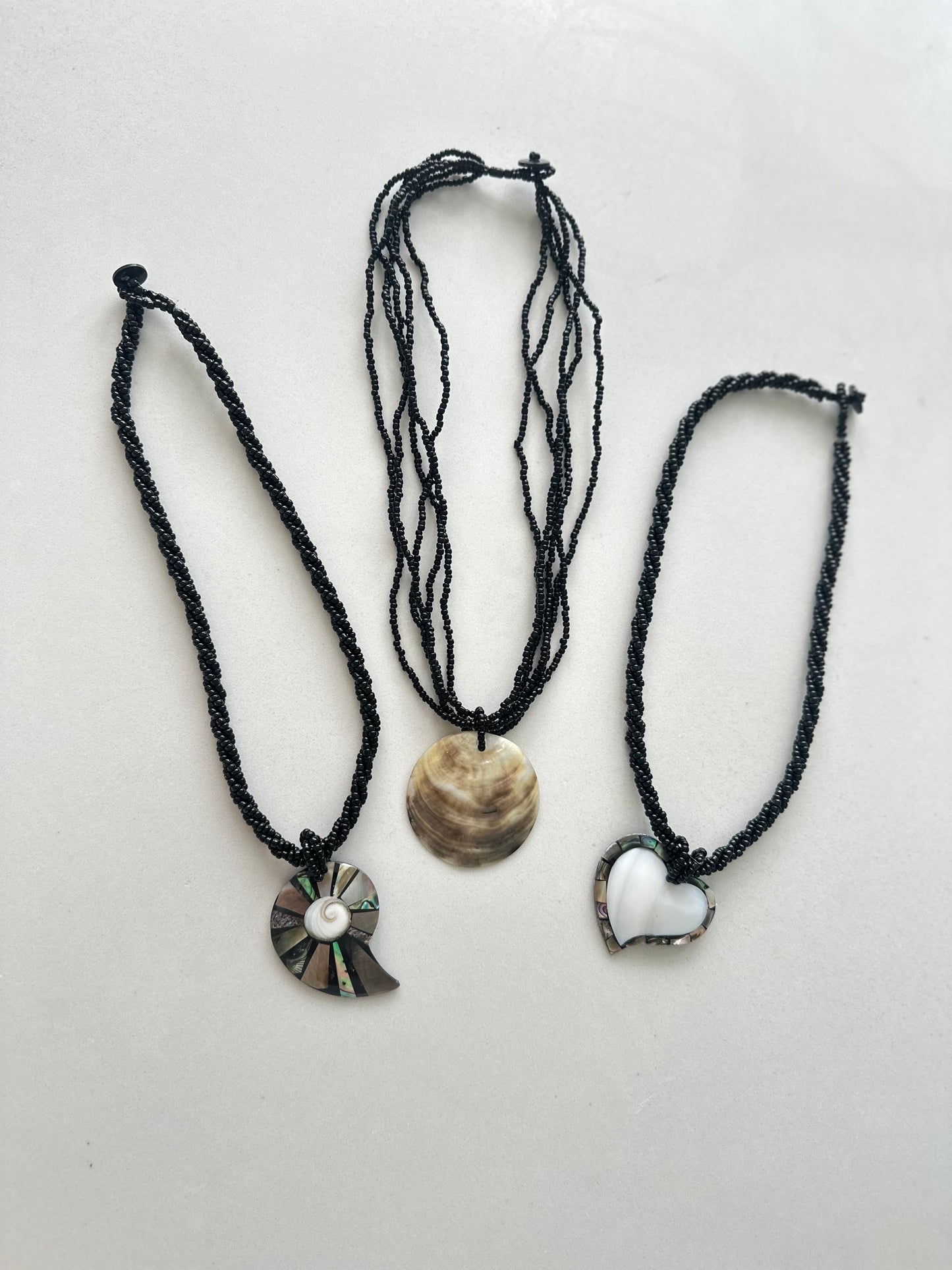 Black Beaded Pendant Necklace