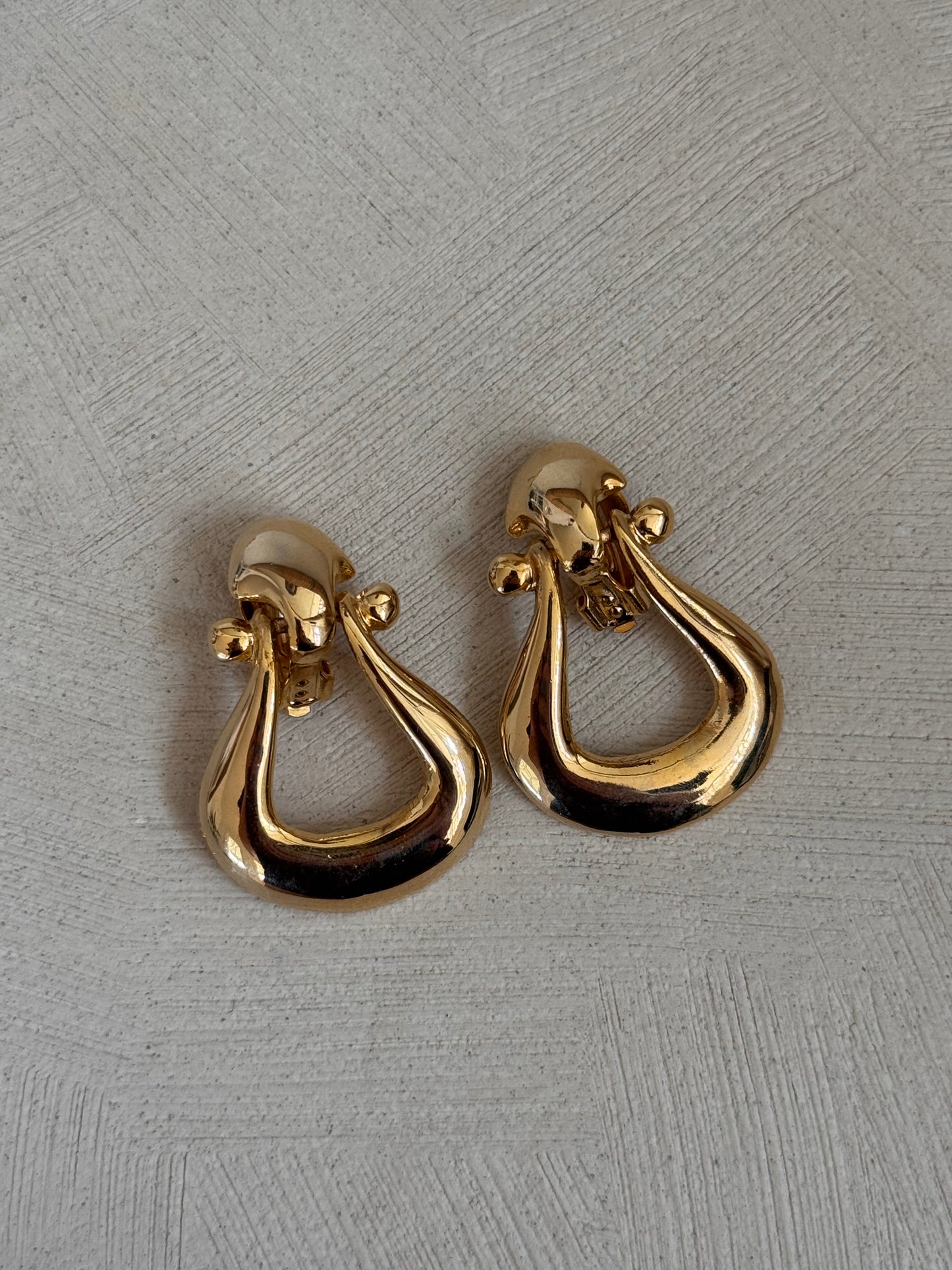 Vintage Gold Door Knocker Style Earrings