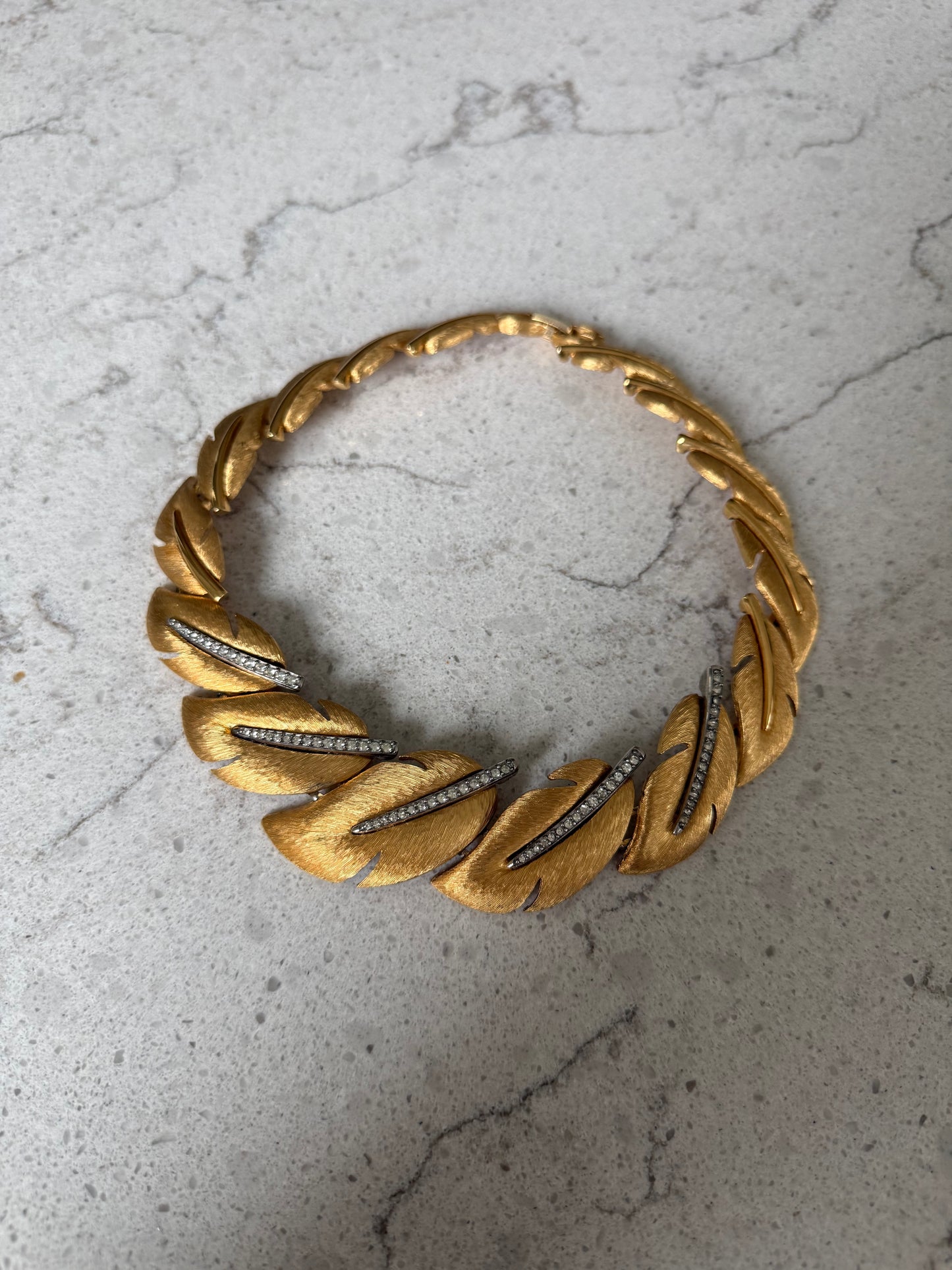 Vintage Givenchy Gold Plated Leaf Shape Necklace