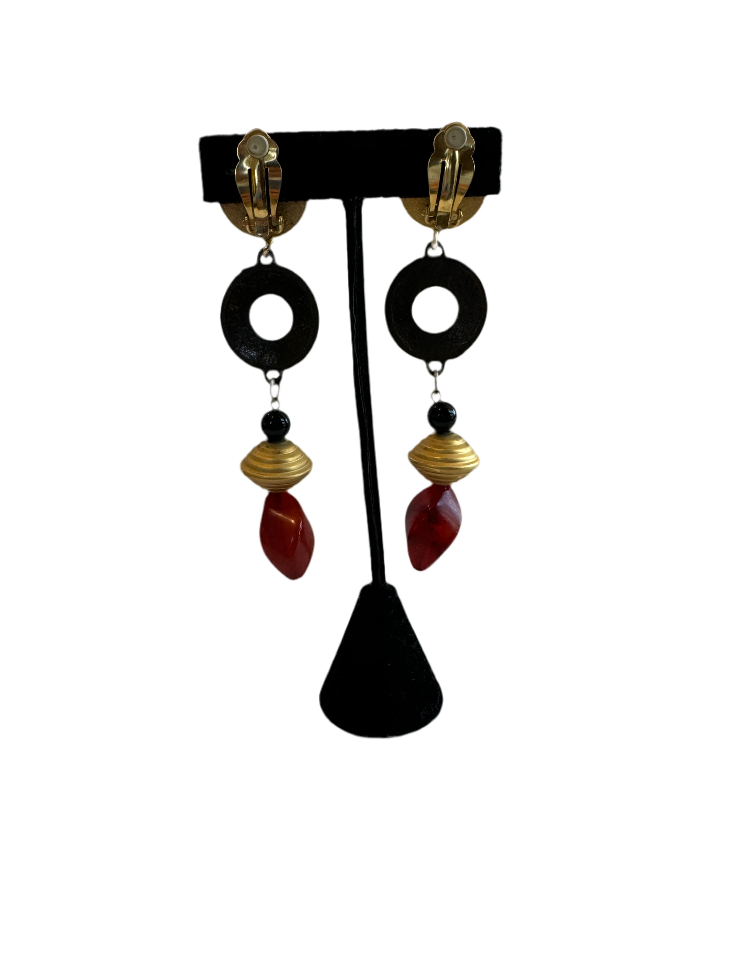 Vintage Colored Beaded Hanging Clip Ons