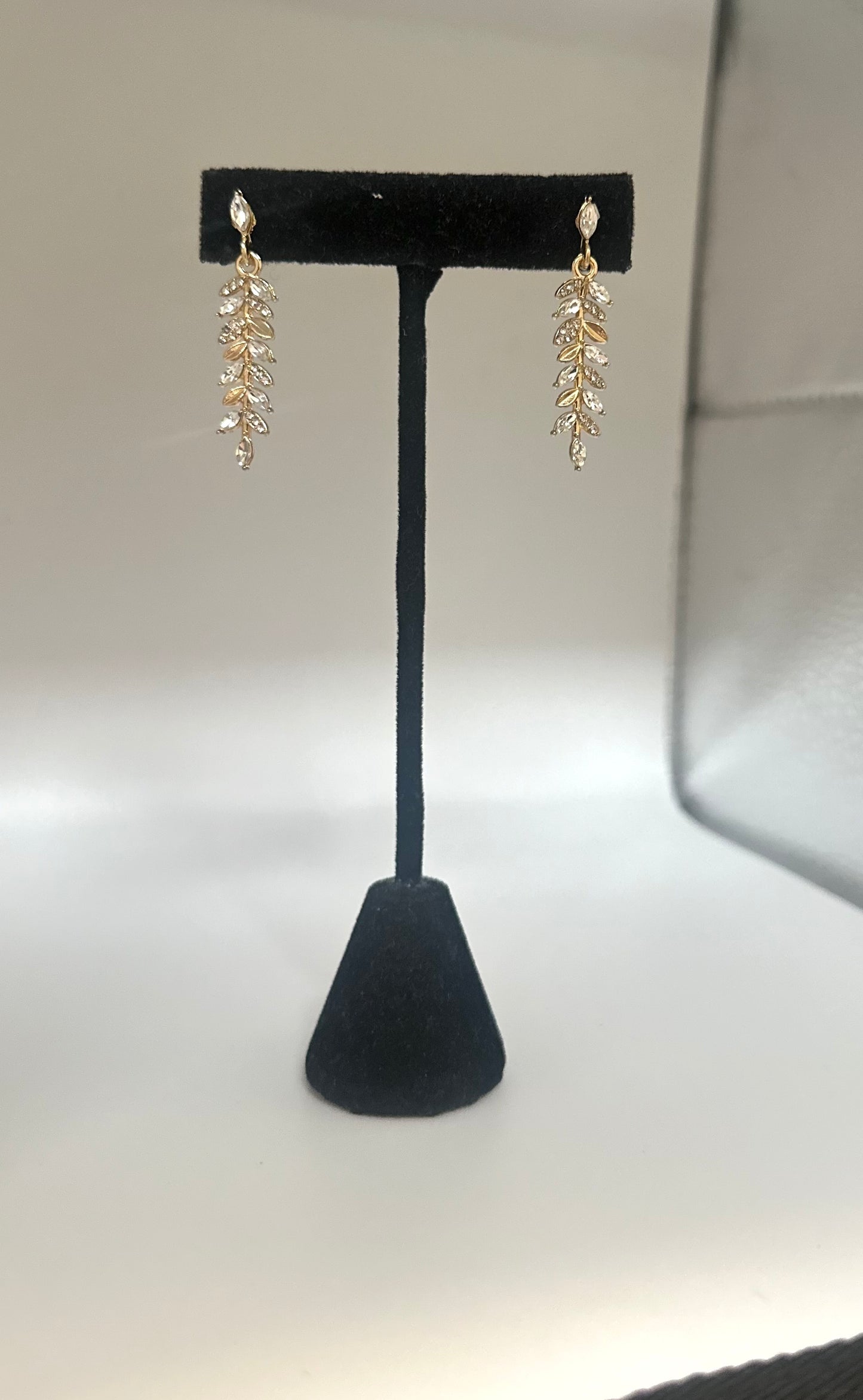 Gold and Crystal Leaf Hanging Earring