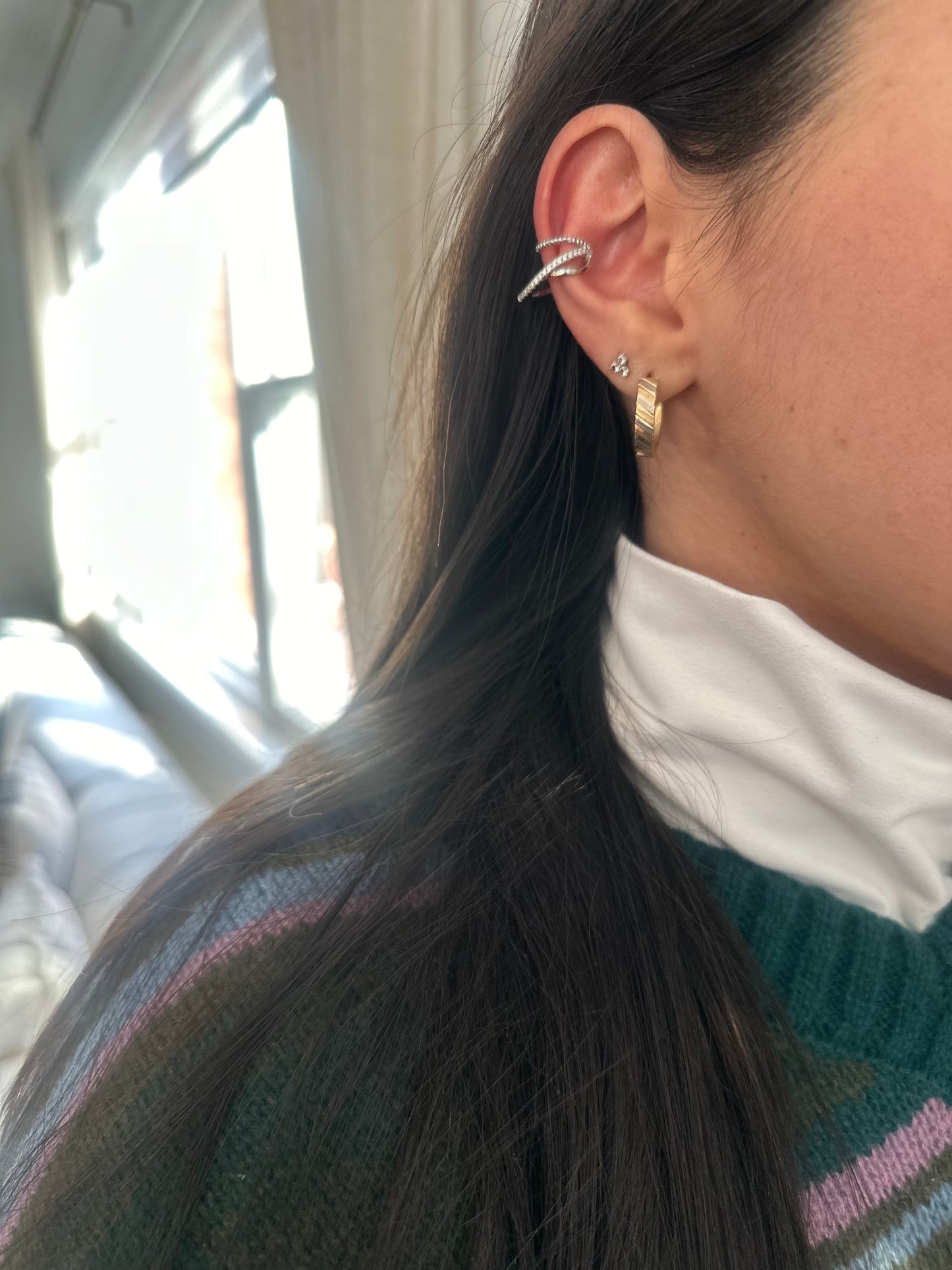 Wire and Crystal Ear Cuff