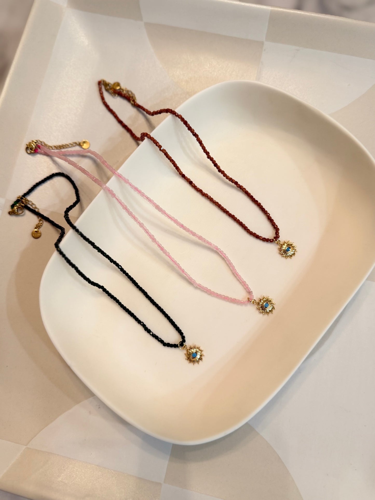 Beaded Sunflower Eye Necklace