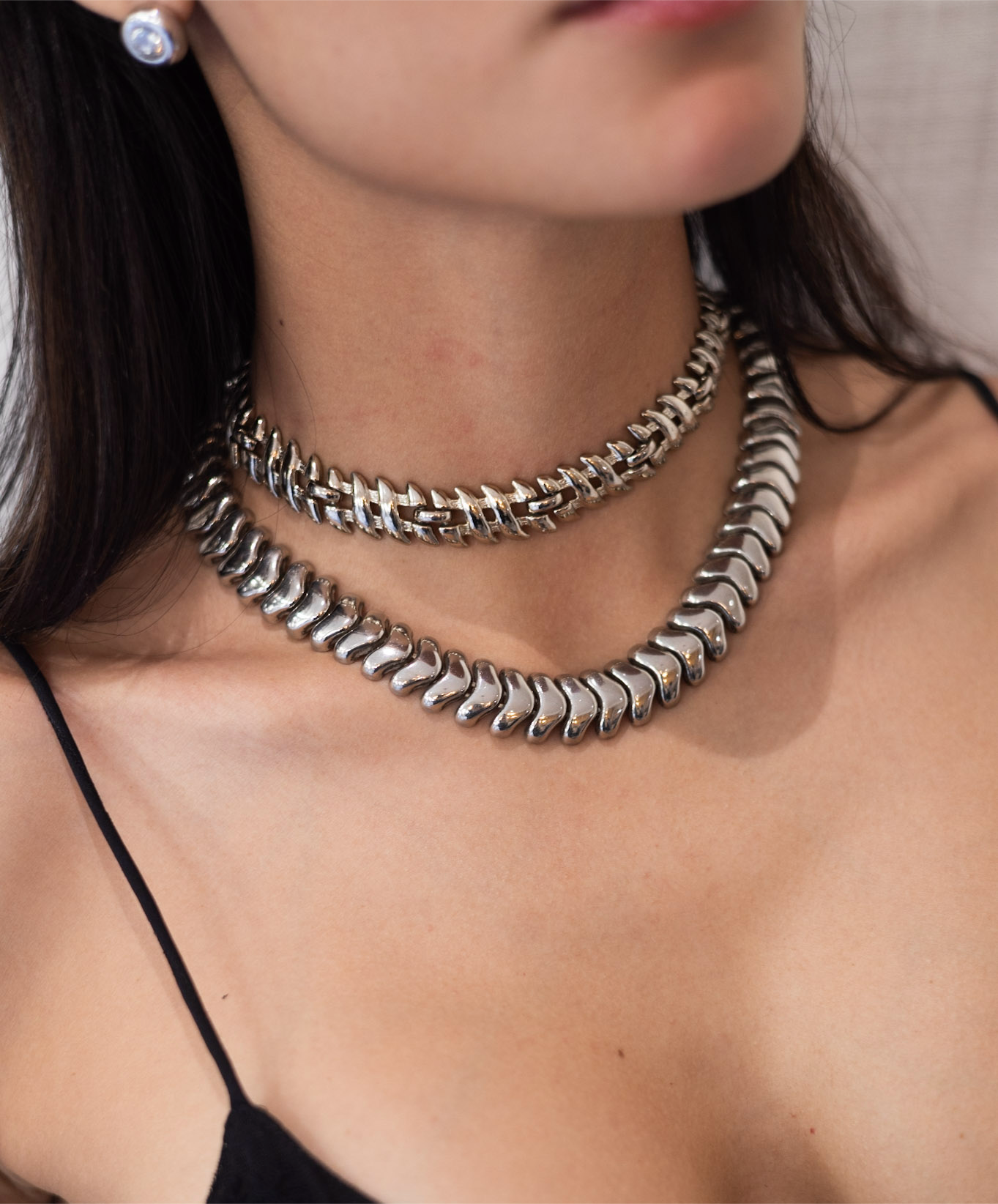 Vintage Silver Link Collar Necklace