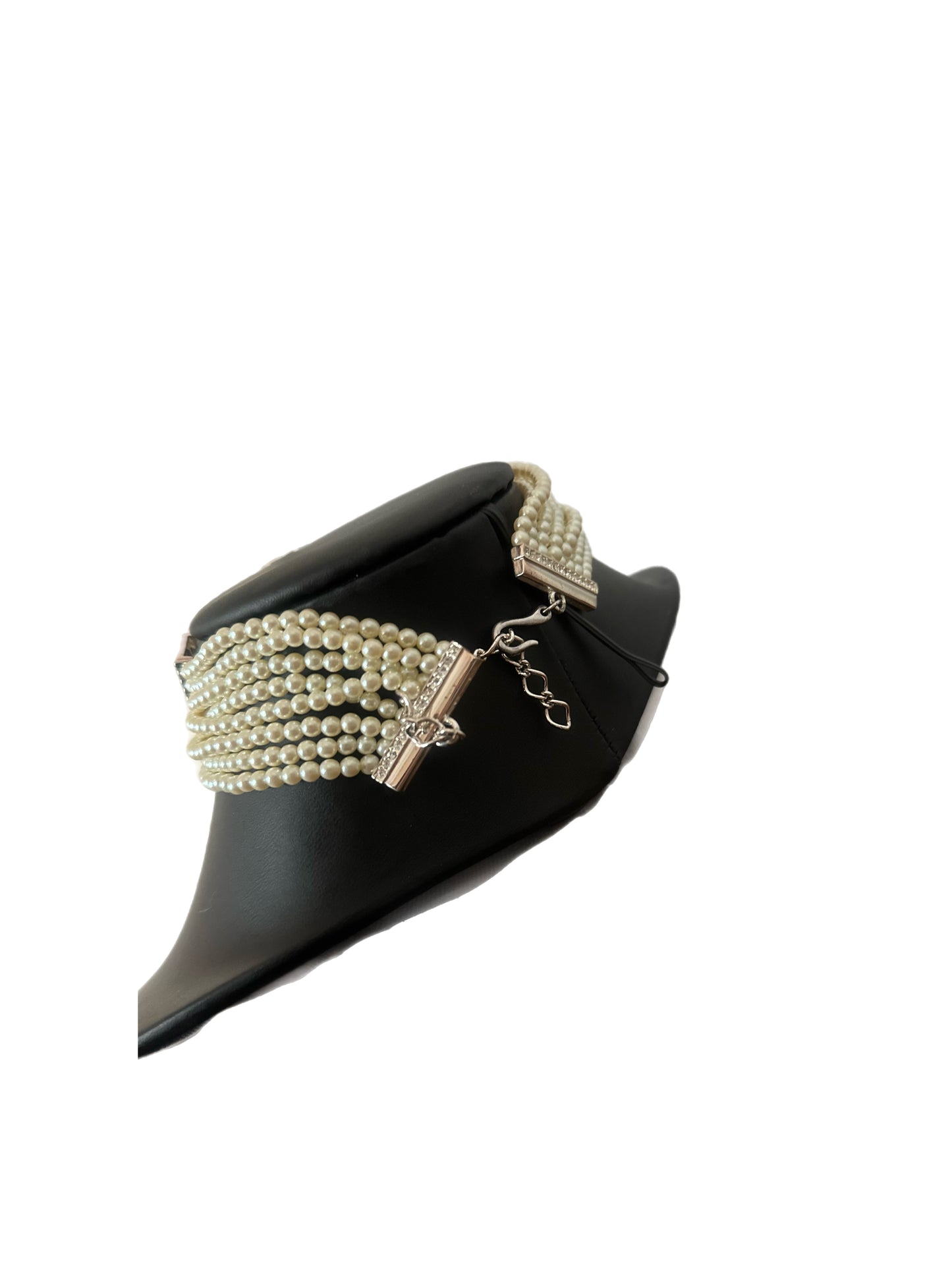 Multi strand pearl choker necklace