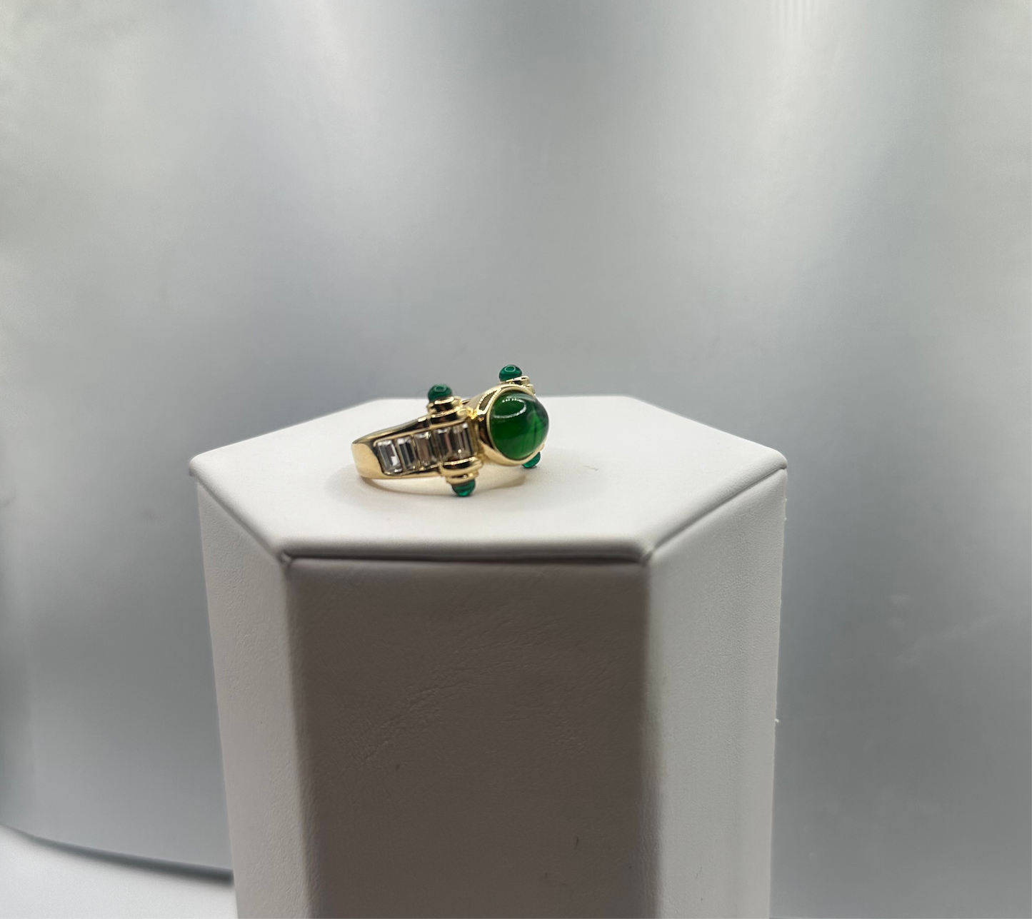 Emerald and Crystal Cocktail Ring