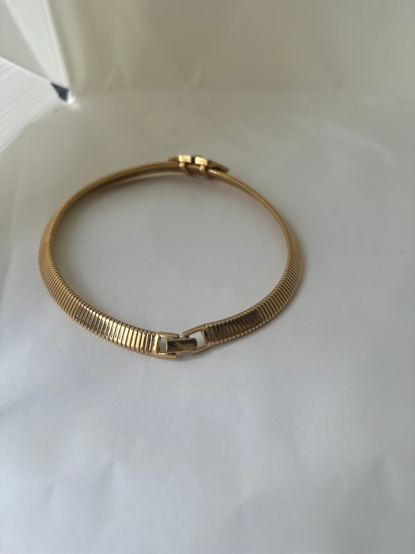 Vintage Omega Collar Necklace with Slider Blue Pendant