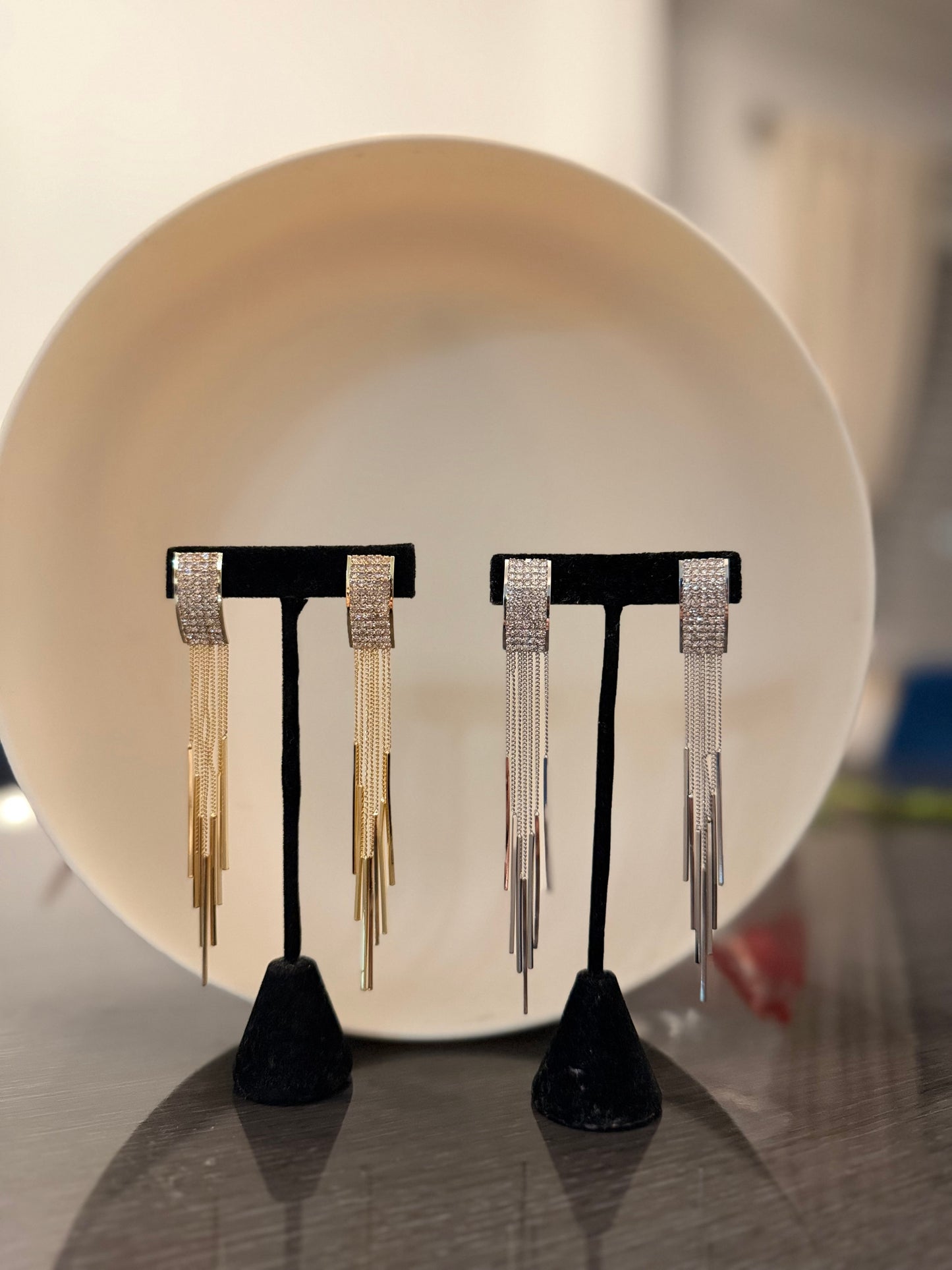 Long Crystal Tassel Hanging Earrings