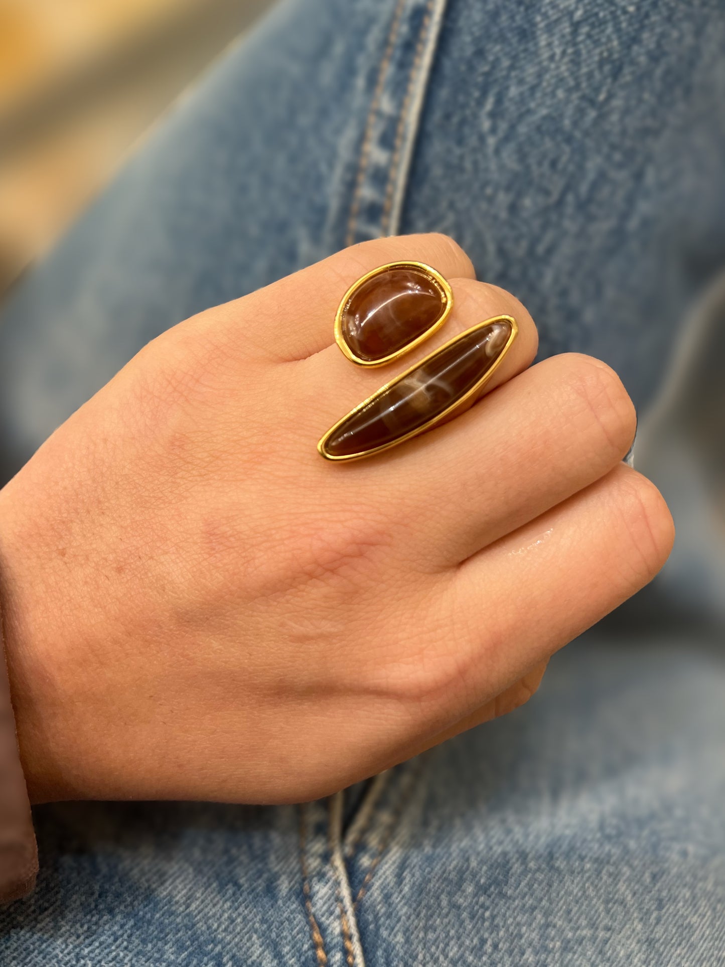 Brown Two Shaped Ring