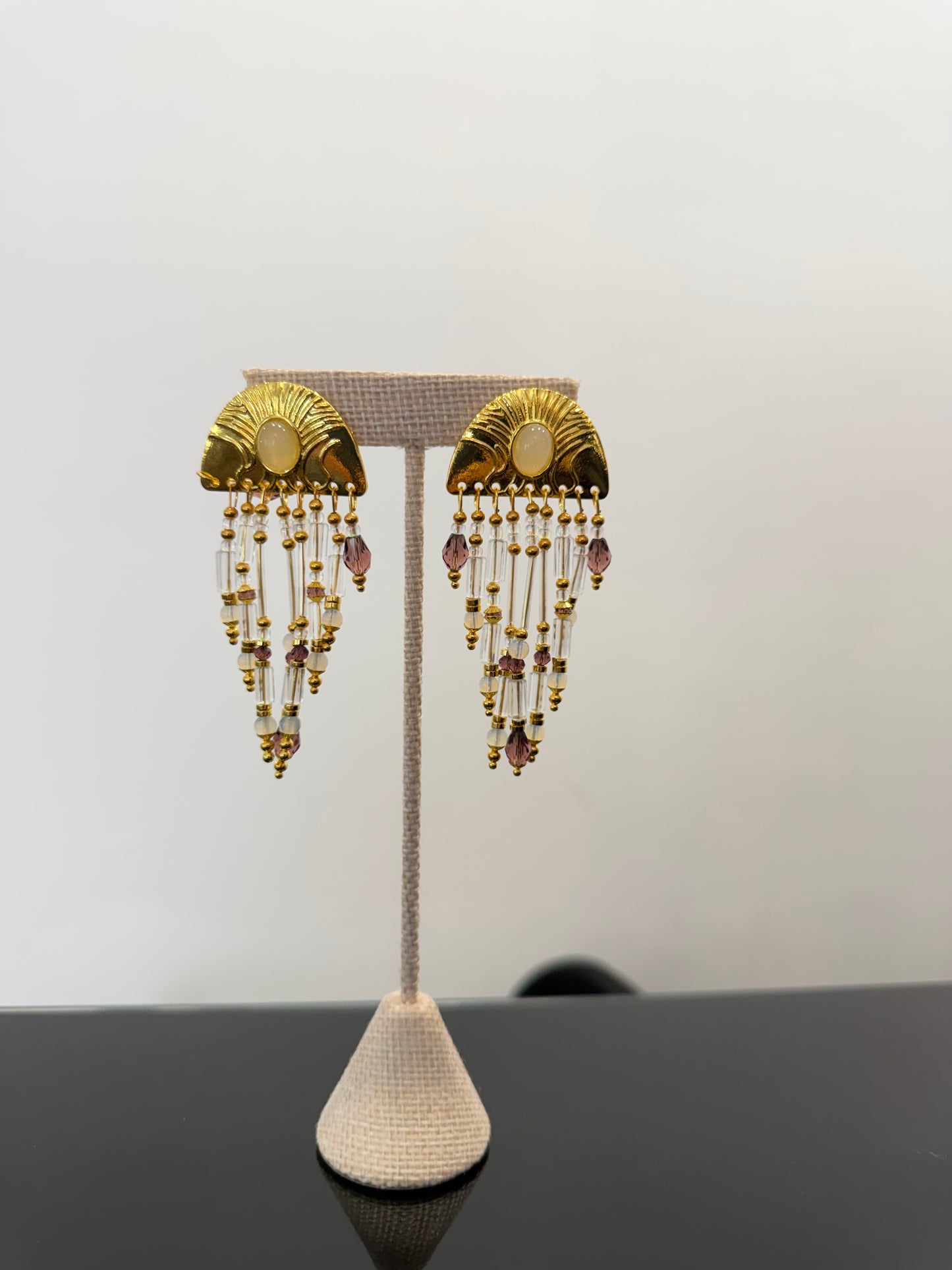 Beaded Tassel Gold Earrings