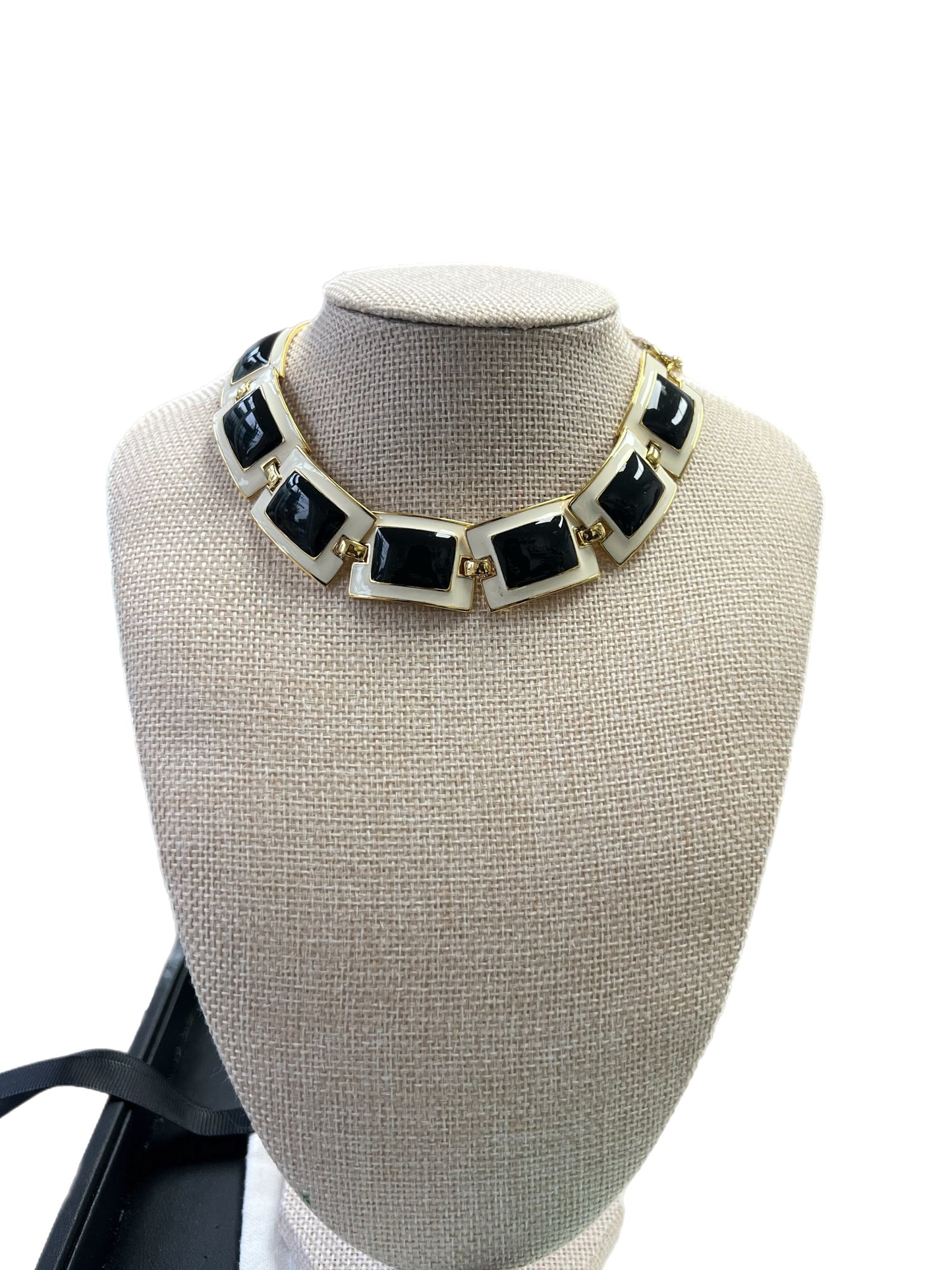 Black And White Enamel Choker