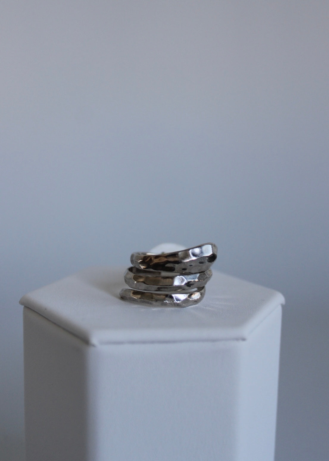 Hammered Silver Triple Wrap Ring