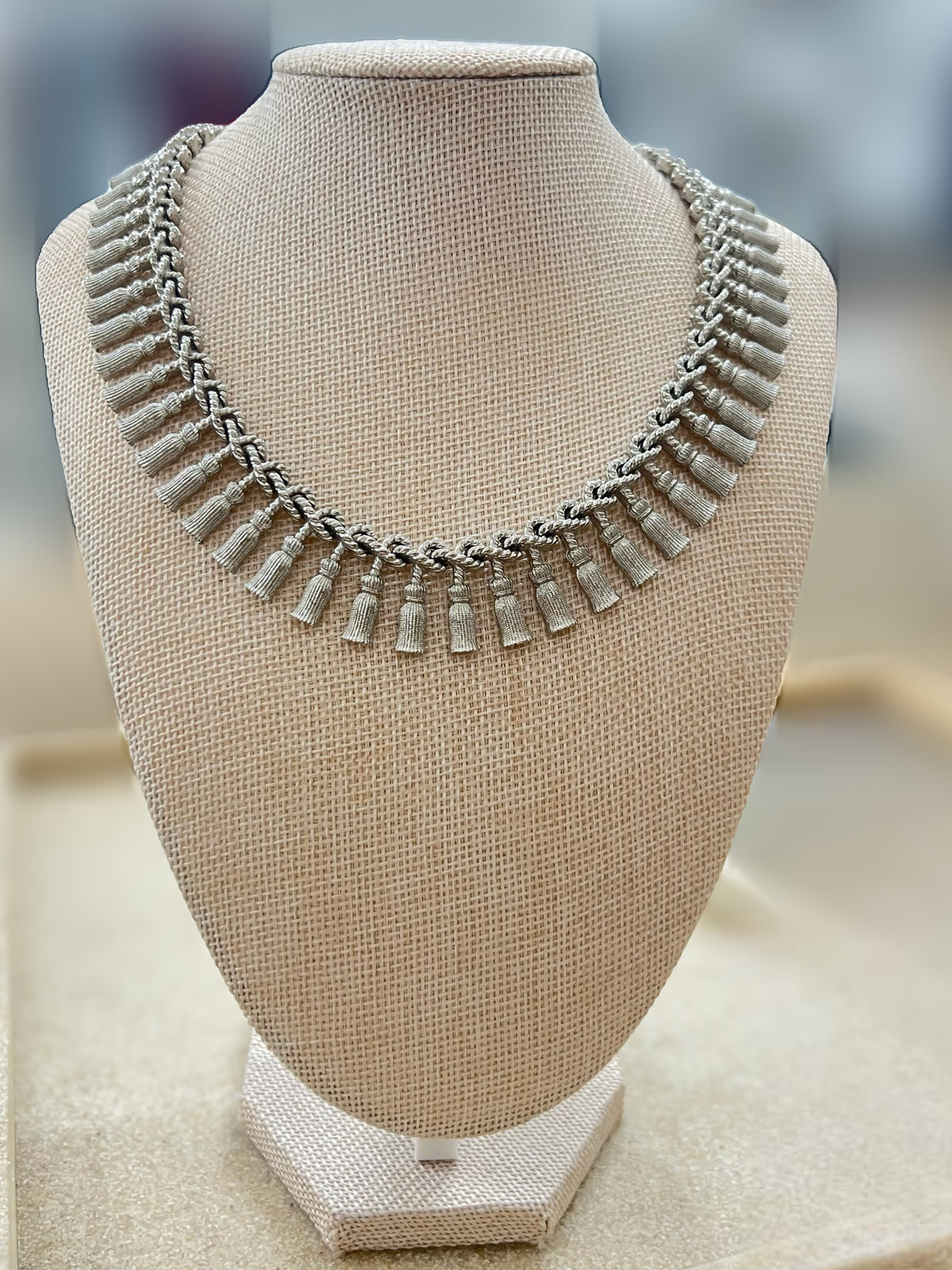 Silver Tassel Fringe Choker Necklace