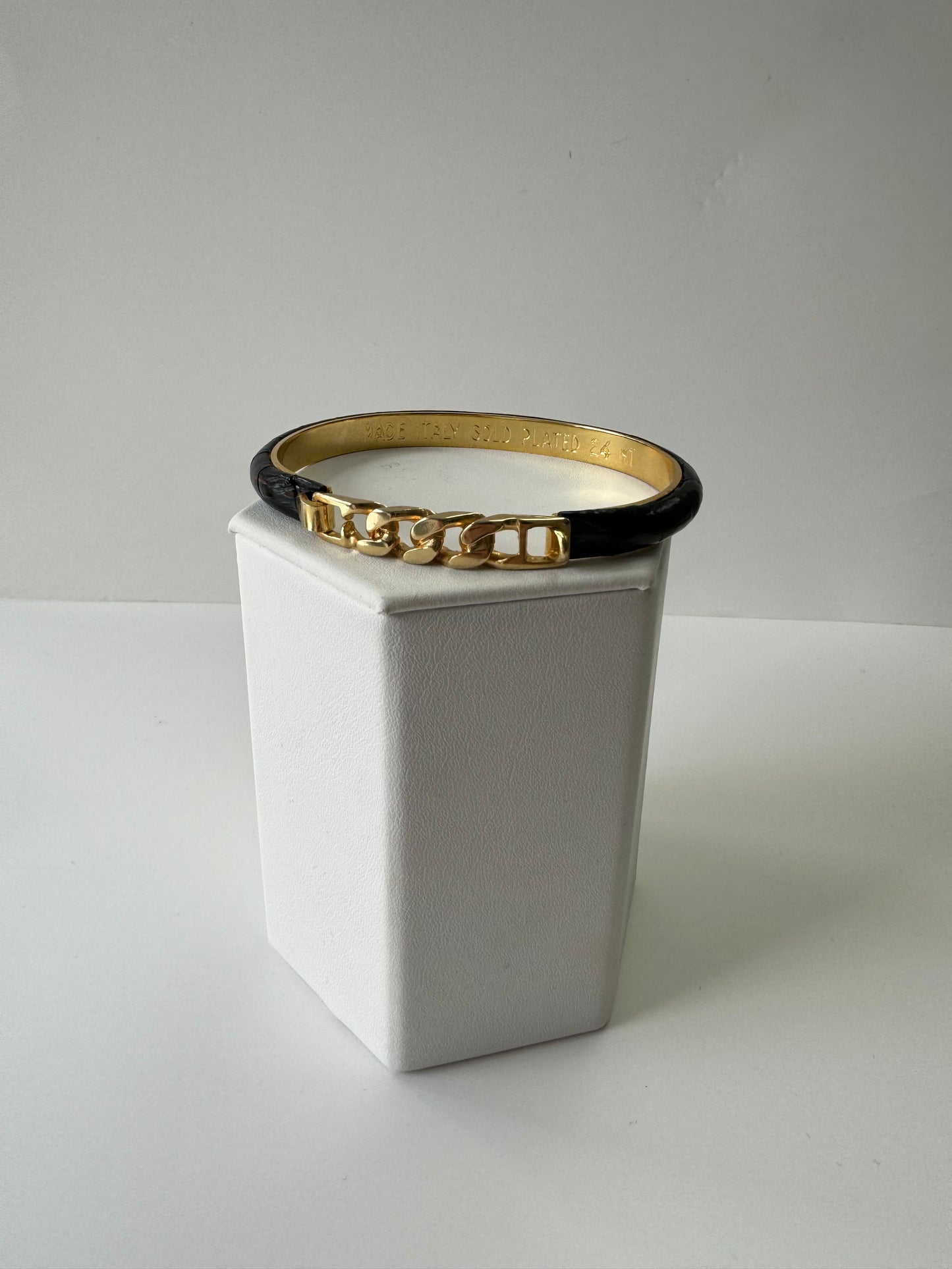 Black Leather Cuff Bracelet