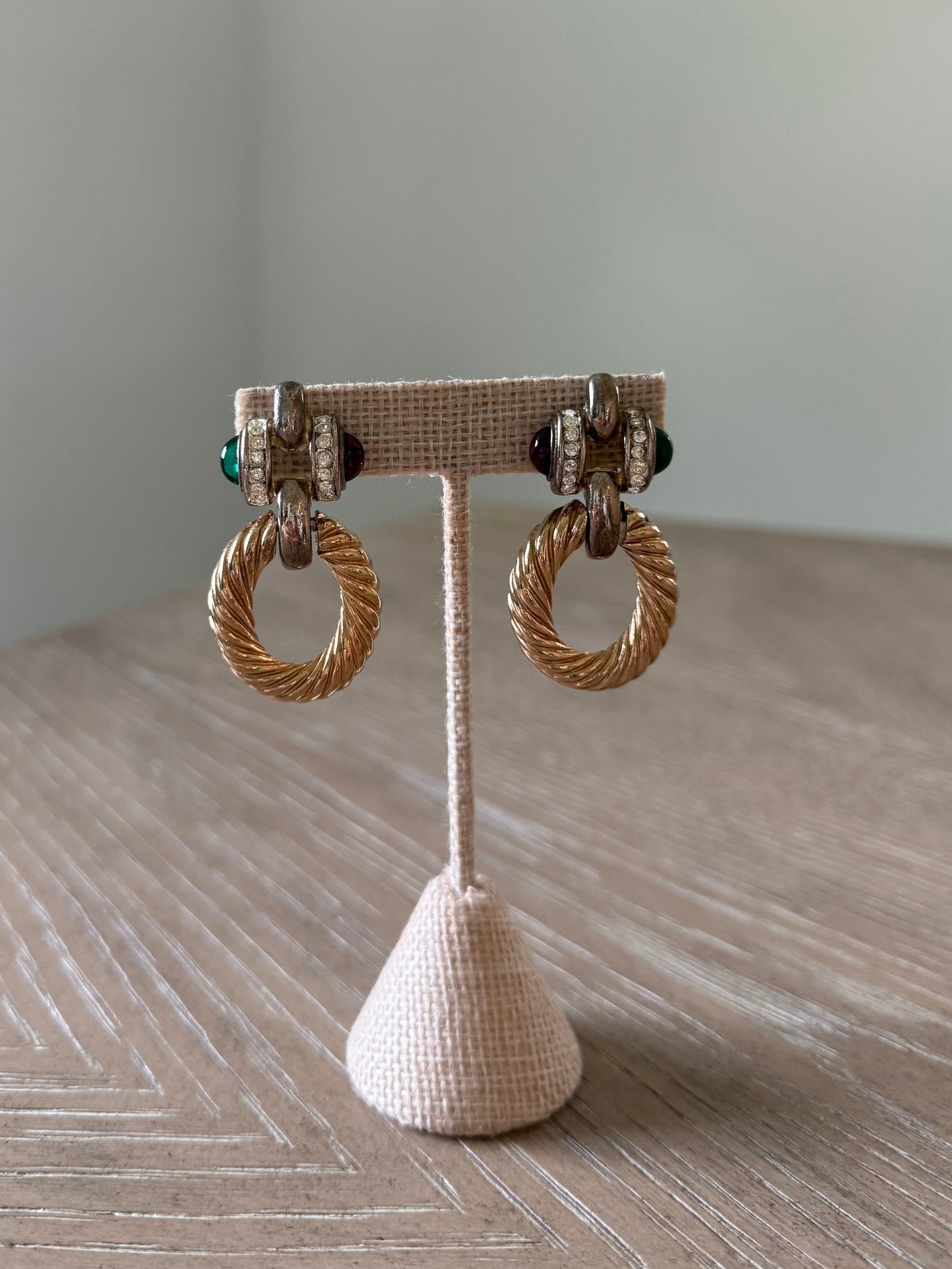Vintage Two Tone Door Knocker With Glass Cabachons